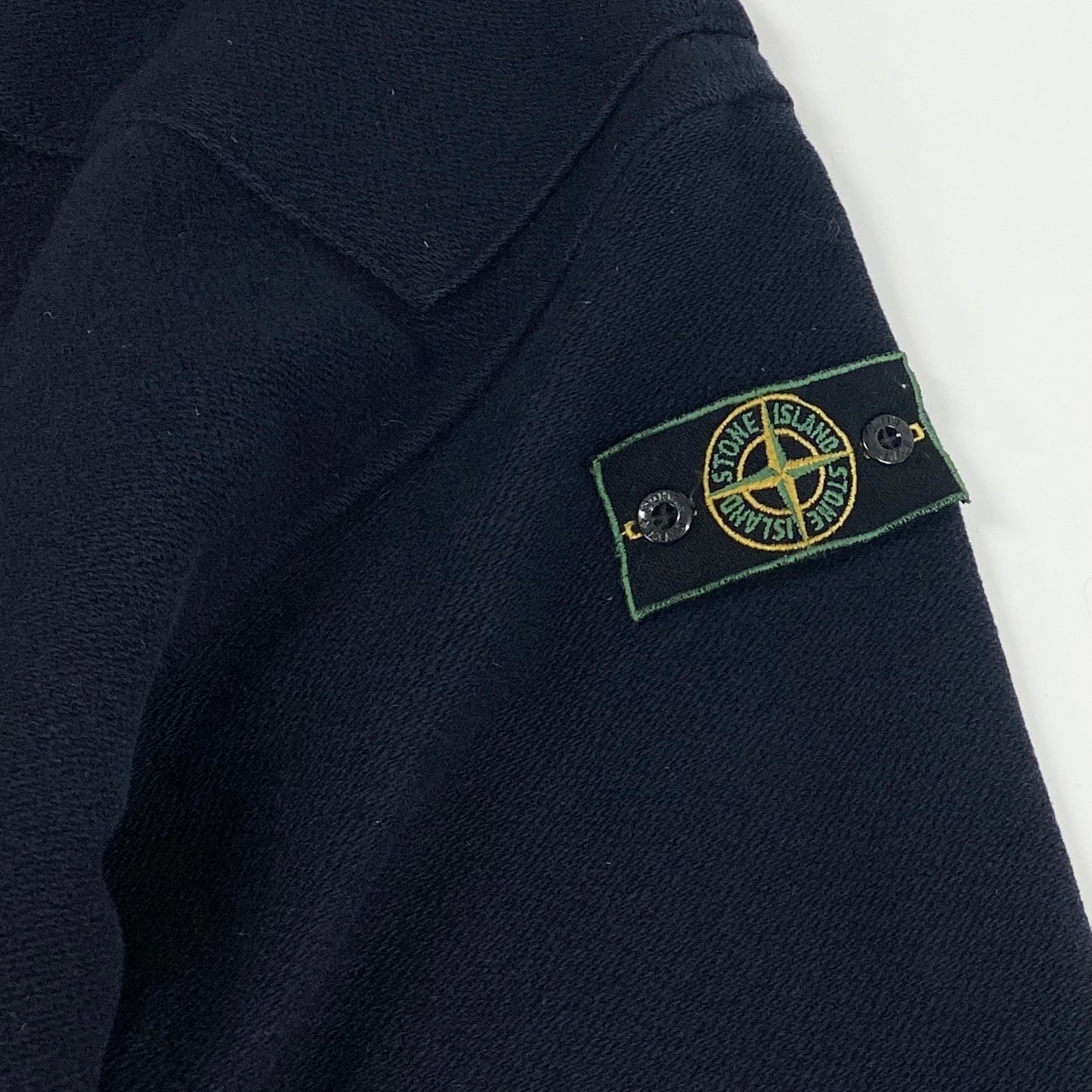 85l20 STONE ISLAND ストーンアイランド 90s ダッフルコート モンゴメリーコート アウター グリーンエッジ 腕章 S ネイビー ウール メンズ アーカイブ マッシモオスティk02i