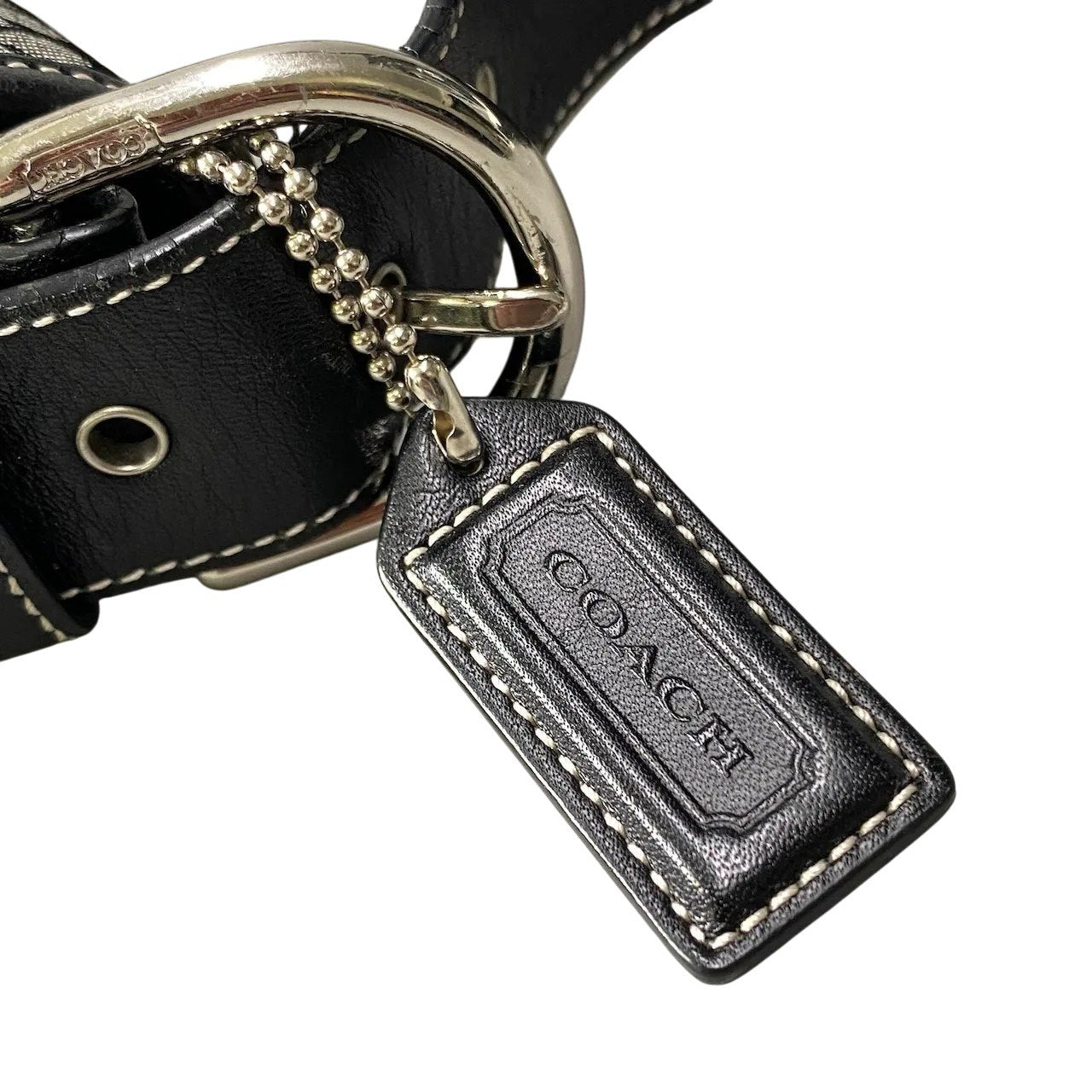 g18 【美品】 COACH コーチ シグネチャー ショルダーバッグ グレー ブラック キャンバス レザー レディースt18r