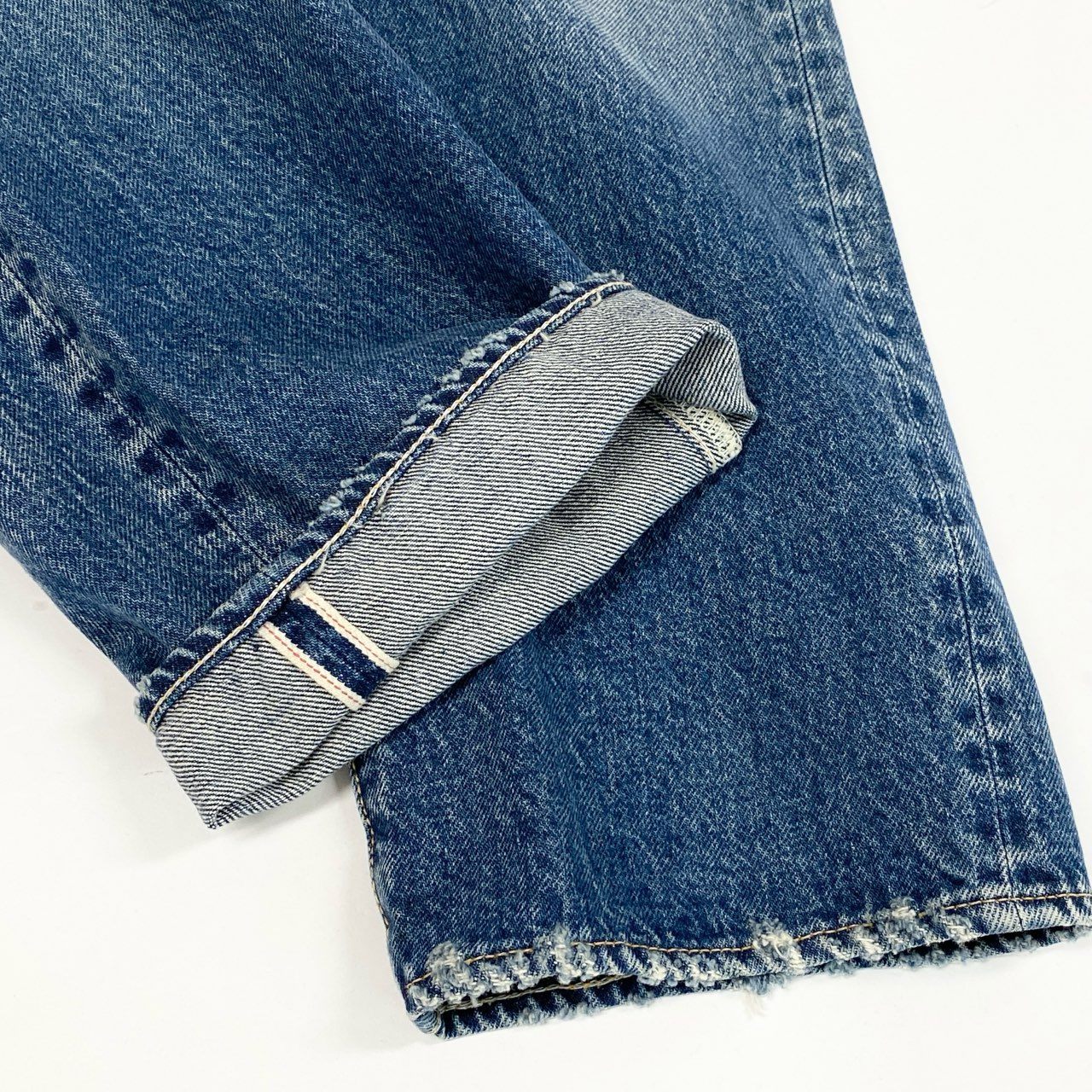 49L9 【美品】MINEDENIM × WIND AND SEA マインデニム ウィンダンシー ストレートパンツ デニムパンツ ダメージ加工 24MND-WAS002-86-302 7サイズ インディゴ メンズo07t