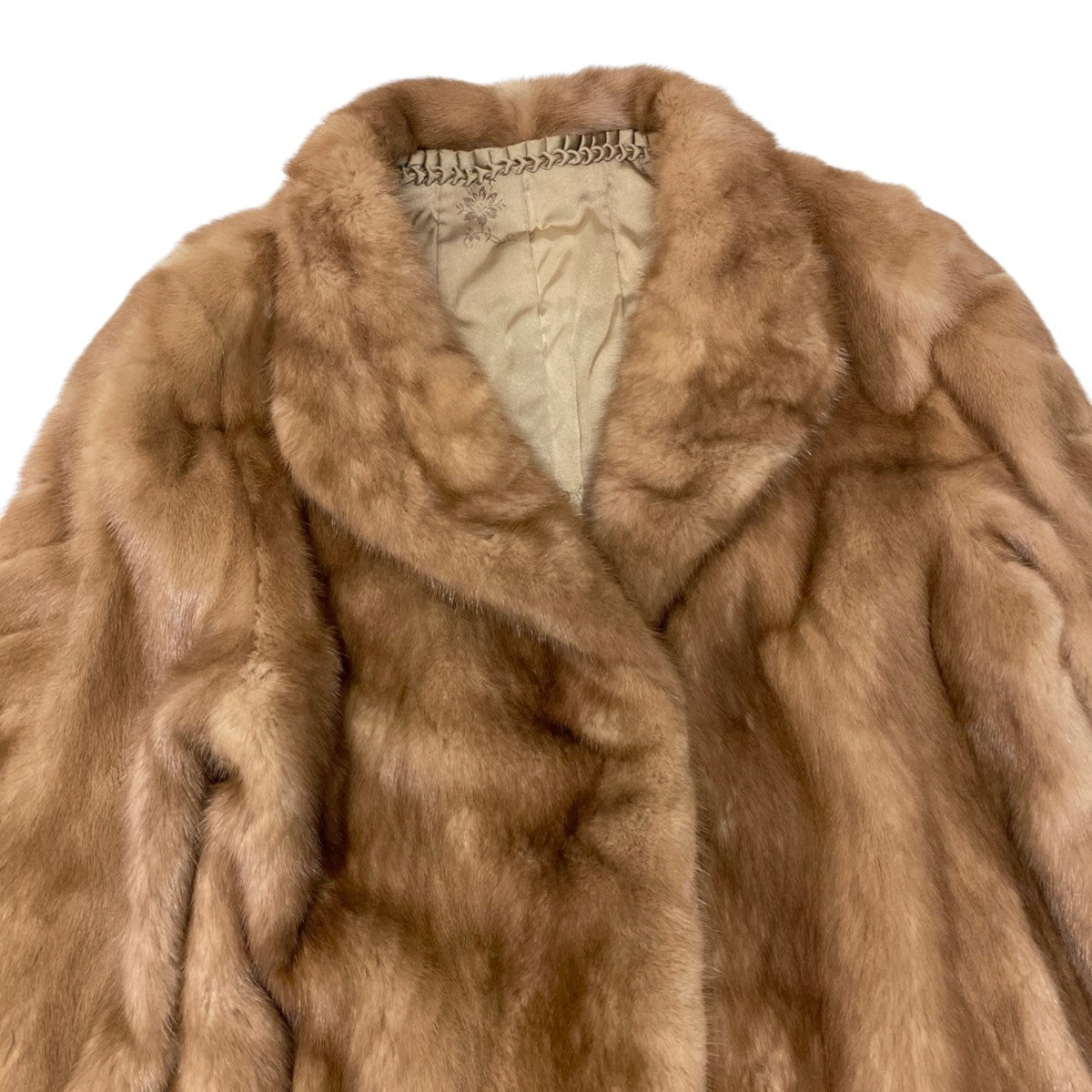 52i24 袖段 パステルミンク ファーコート サイズ11 茶系 本毛皮 Pastel Mink Fur Coat リアルファーt18r