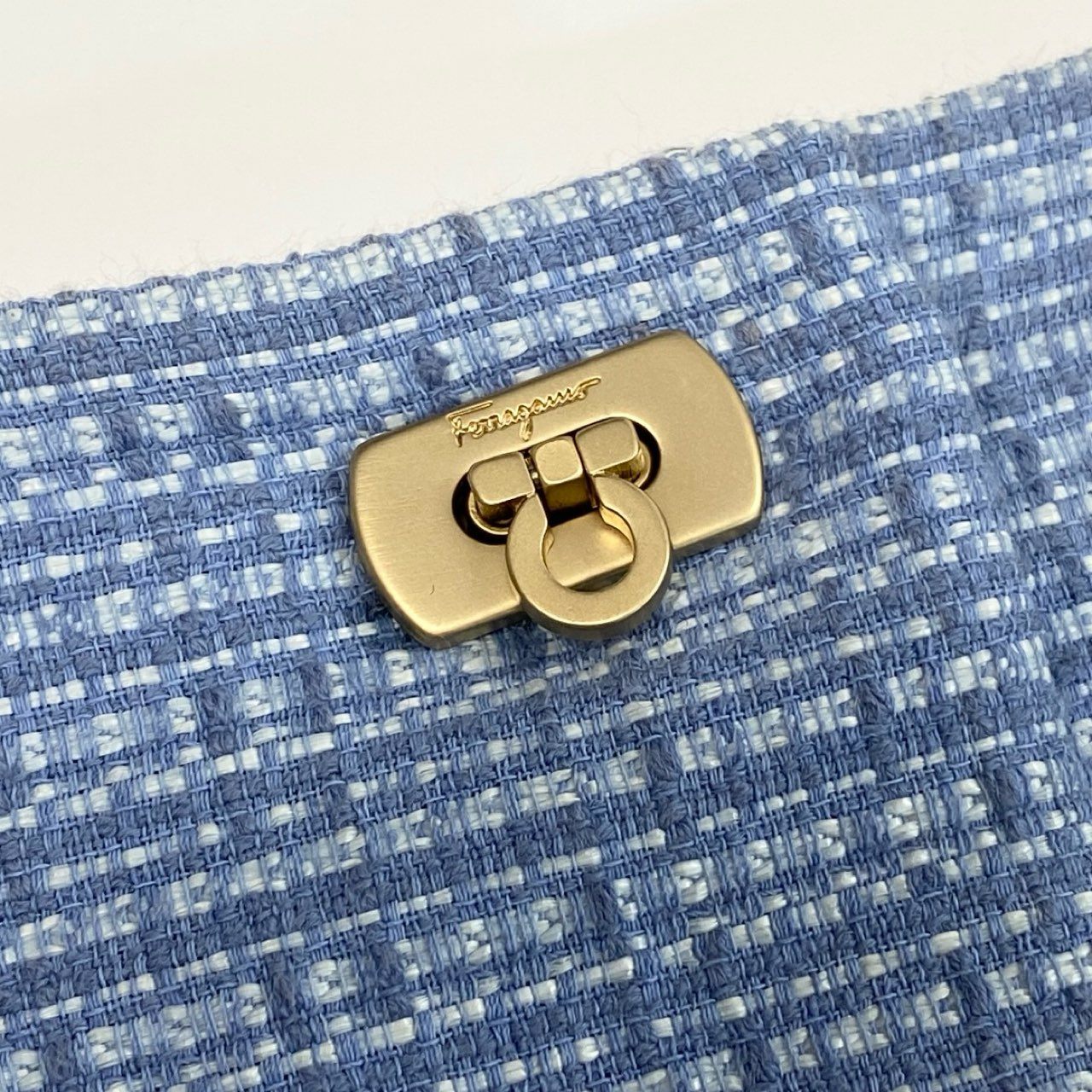 Ed7 Salvatore Ferragamo サルヴァトーレフェラガモ サマーツイードスカート サイズ38 ブルー レディースk02i