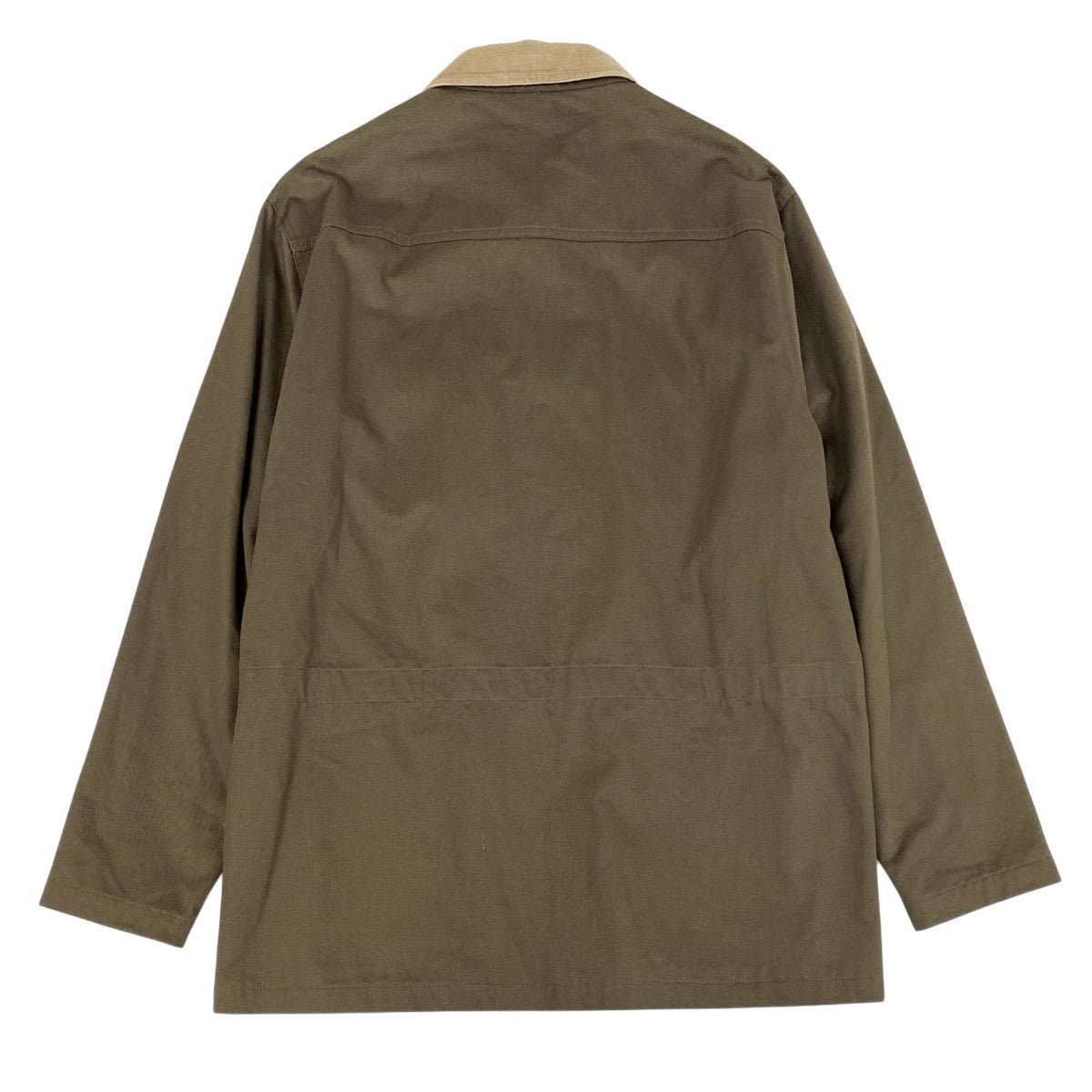 50f29 【美品】 JJJJound ジョウンド ミリタリージャケット コーデュロイ切替 4ポケット 裏地チェック柄 サイズL カーキ メンズ 紳士服o07t