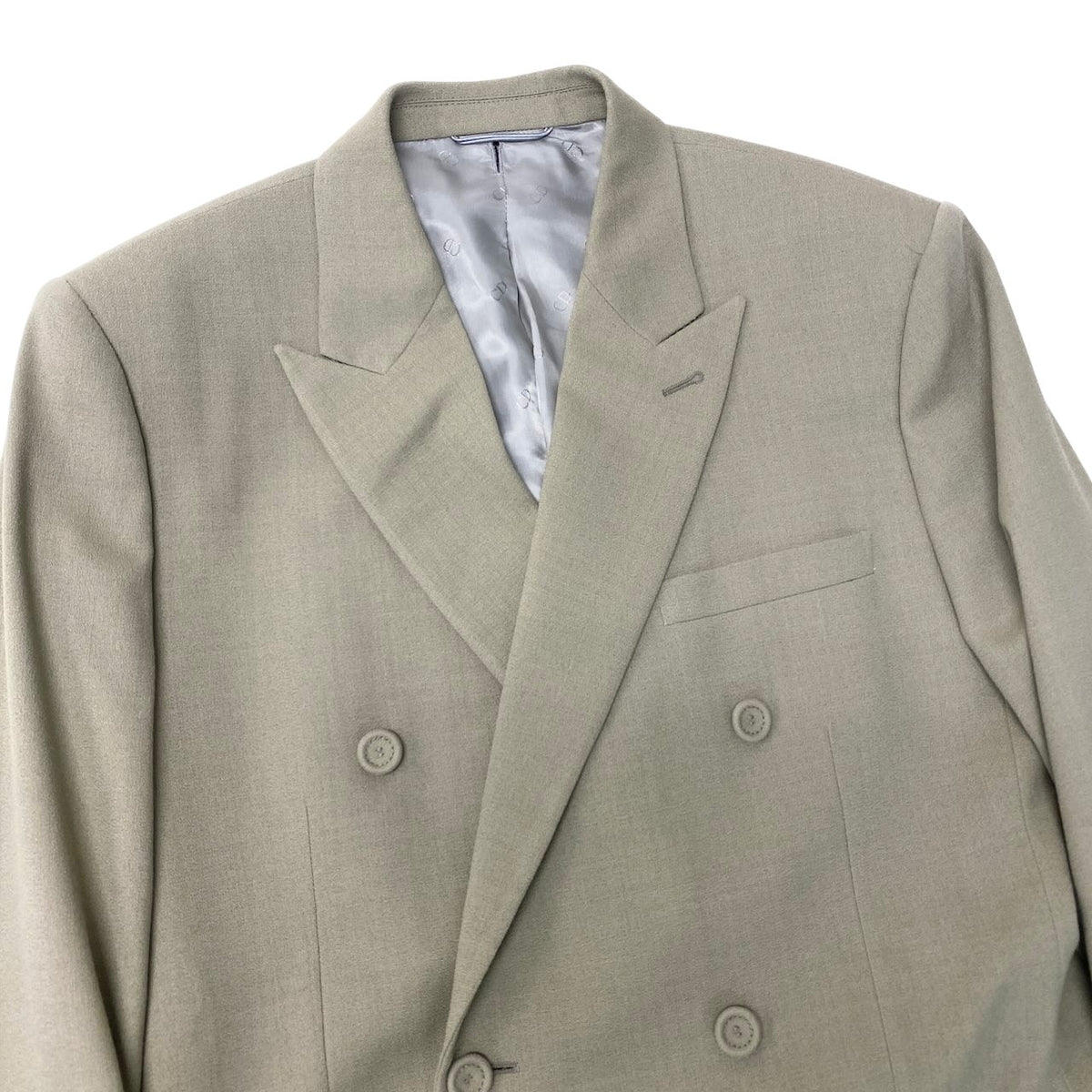 48j16【極美品】 DIOR HOMME ディオール オム ダブルブレスト テーラードジャケット スカーフ付 2way サイズ48 グリーン系 ウール100％ メンズu02t