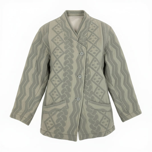 22a23 ISSEY MIYAKE イッセイミヤケ マルチジャガード コート ジャガード 筆タグ アーカイブ 7 グレー レディースu02t