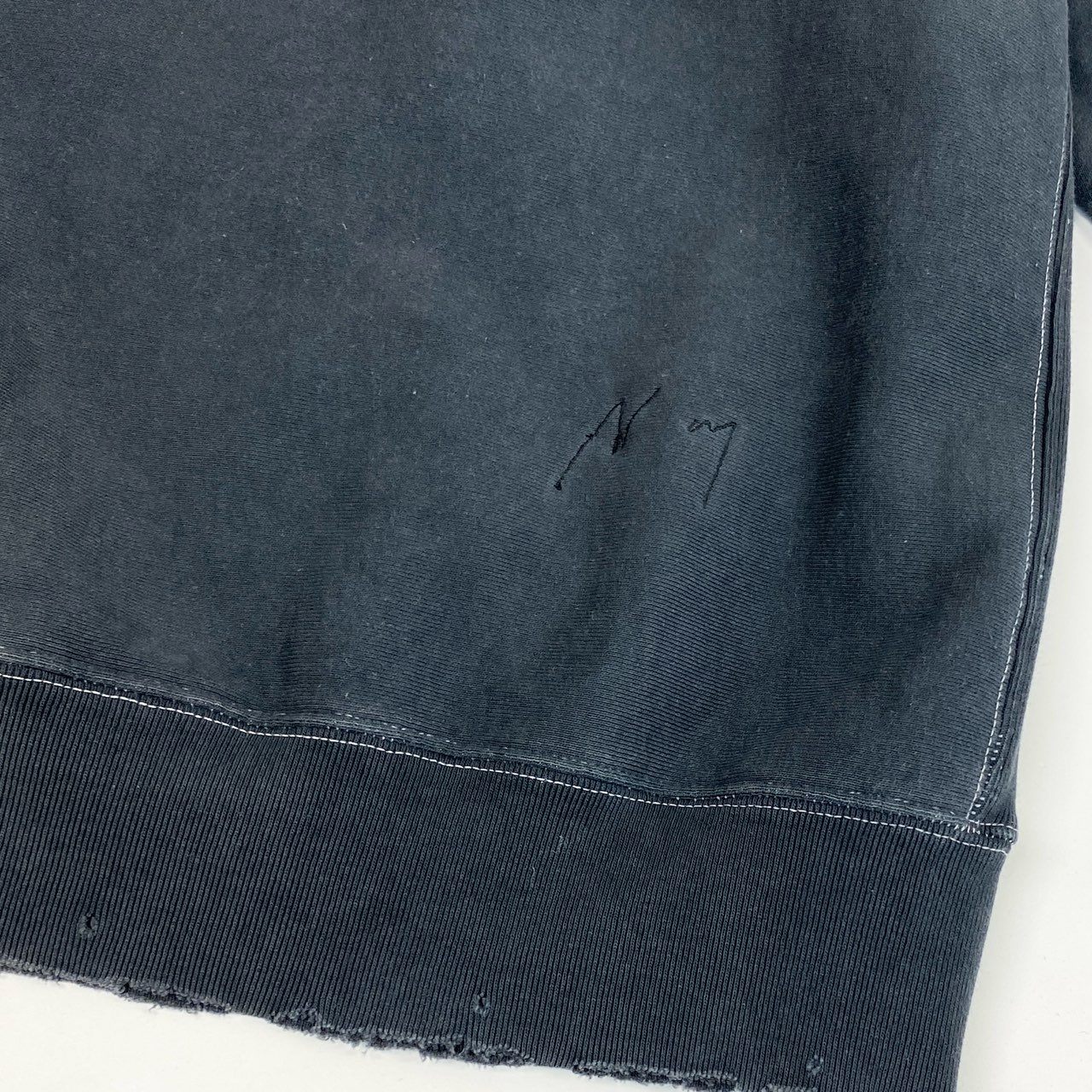 34j28 ANCELLM アンセルム 22SS DAMAGE SWEAT SHIRT ダメージ加工 スウェットトレーナー プルオーバー  ANC-CT08 ワンサイズ ブラックo07t