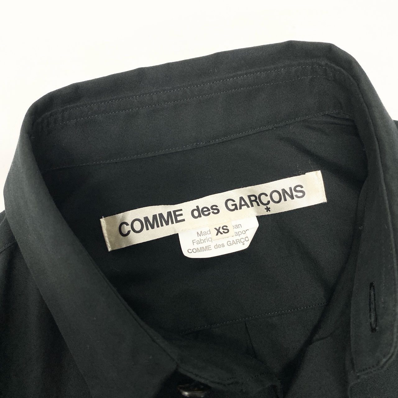 83b23 COMME des GARCONS コムデギャルソン AD2019 フリルギャザー 変形 ワンピース トップス ドレス Made In Japan GD-B008 XS ブラック コットン レディースk02i