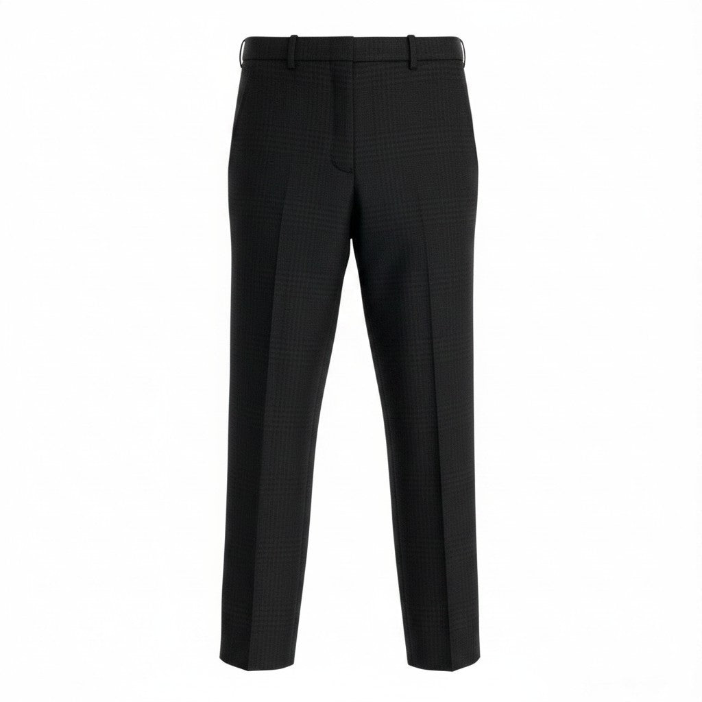 55e19 HERMES エルメス スラックスパンツ センタープレス チェック柄 サイズ34 ダークブラウン色 ウール100％ レディース 女性服u02t