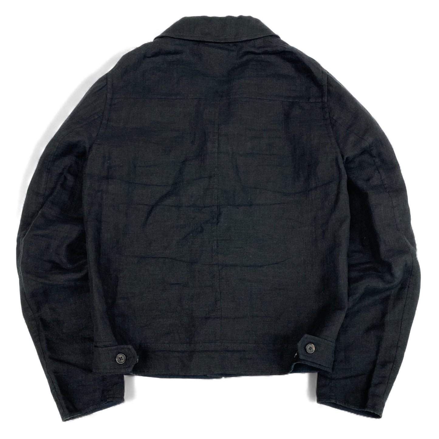 29k6【美品】CARUSO カルーソー コットンリネンワークブルゾン ジャケット アウター VMD504 42Rサイズ ブラック メンズu02t