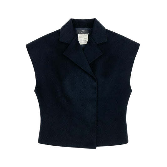 58a21 BALENCIAGA Le Dix バレンシアガ ウールジャケット フレンチスリーブ フランス製 レディース 女性用 サイズ36 ブラック ウール コットンu02t