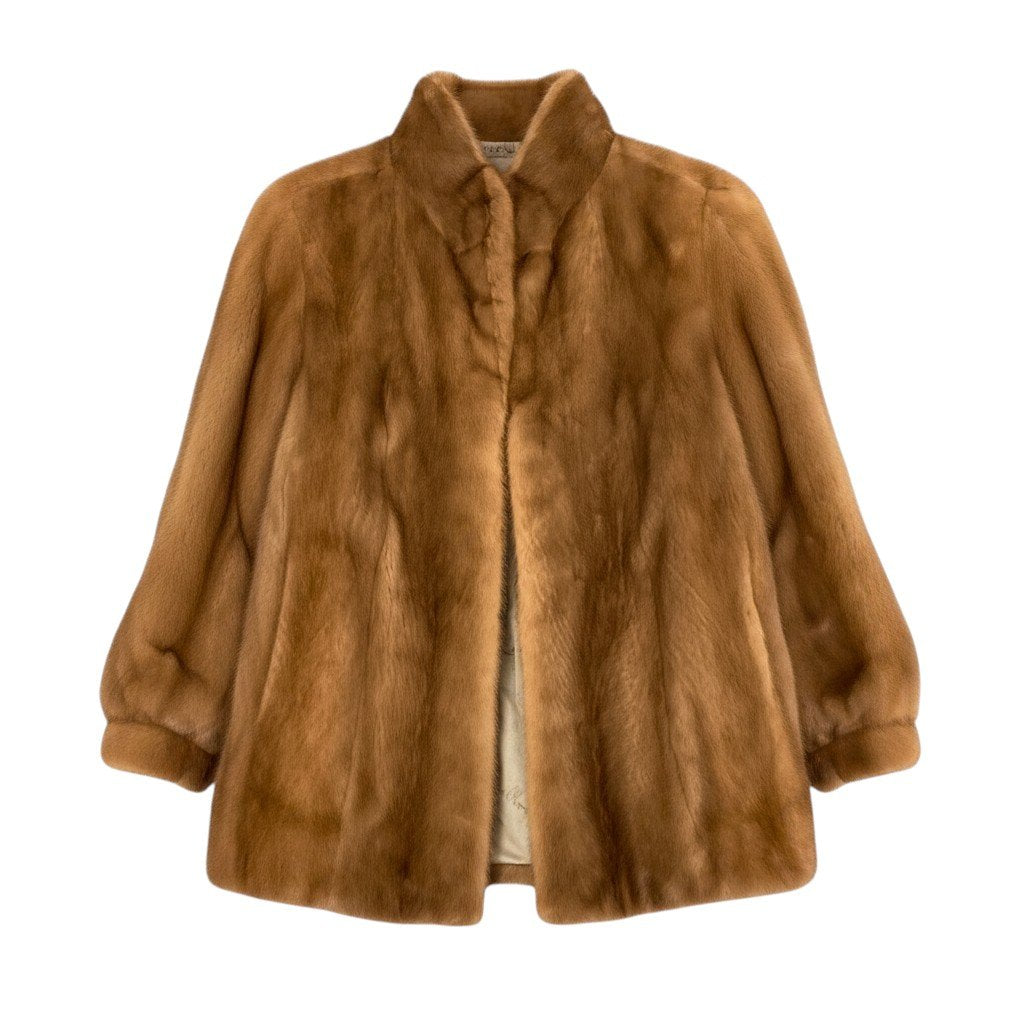 70g1 LANVIN ランバン パステルミンク ファーコート サイズF 茶系 本毛皮 Pastel Mink Fur Coatt18r