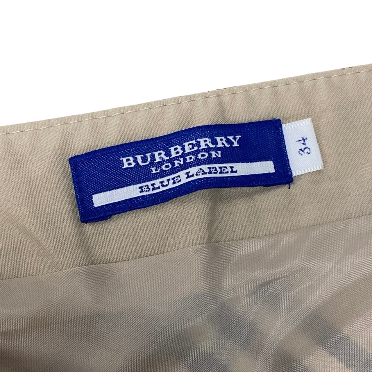 Ig6 BURBERRY LONDON BLUE LABEL バーバリーロンドン ブルーレーベル ノバチェック柄 フレアスカート 膝丈 FL525-400 サイズ34 ベージュ レディースo07t