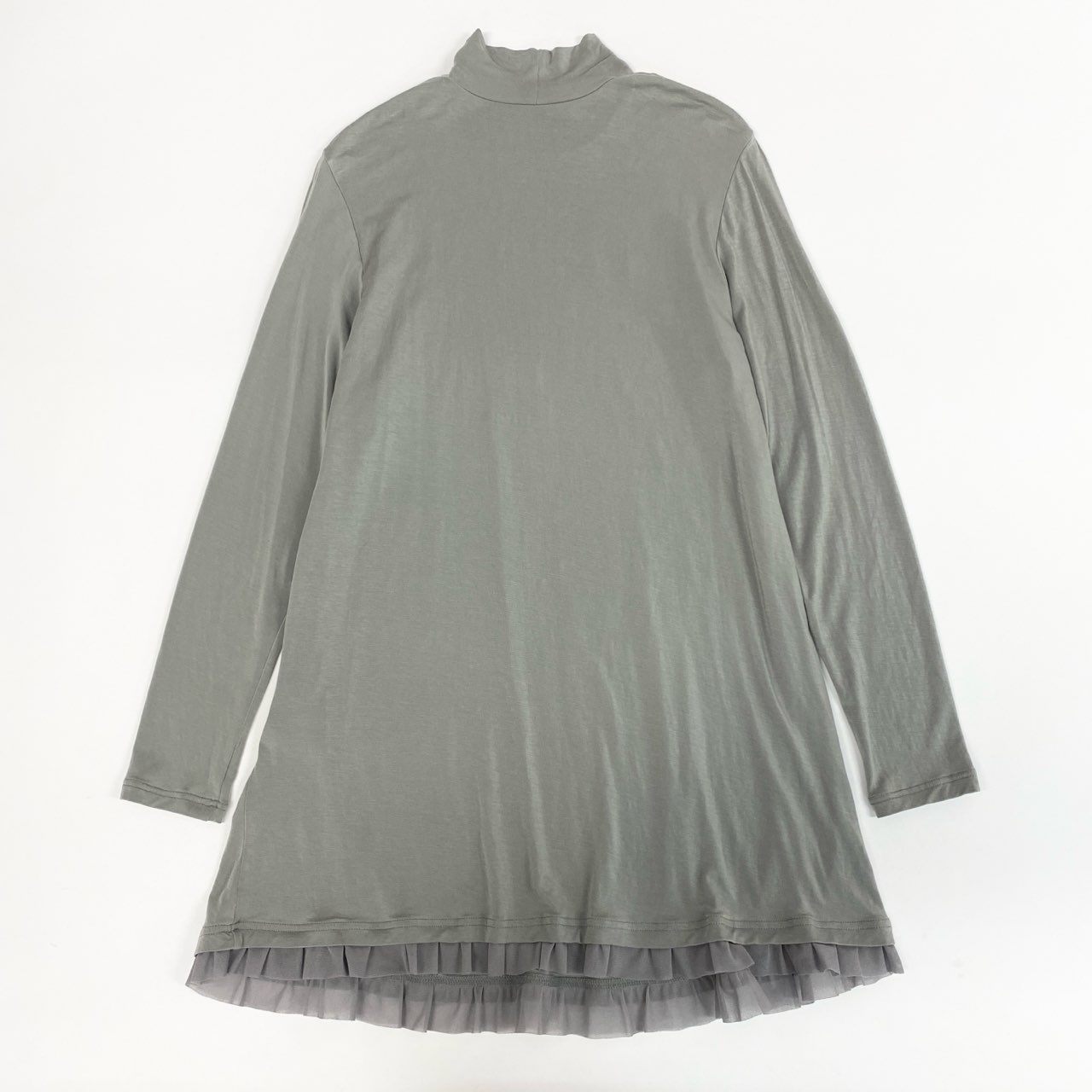 56k26 TOKUKO 1er VOL トクコプルミエヴォル 長袖ワンピース 裾シアー切替 プリント 伸縮ストレッチ 9 グレー系 レディースu02t