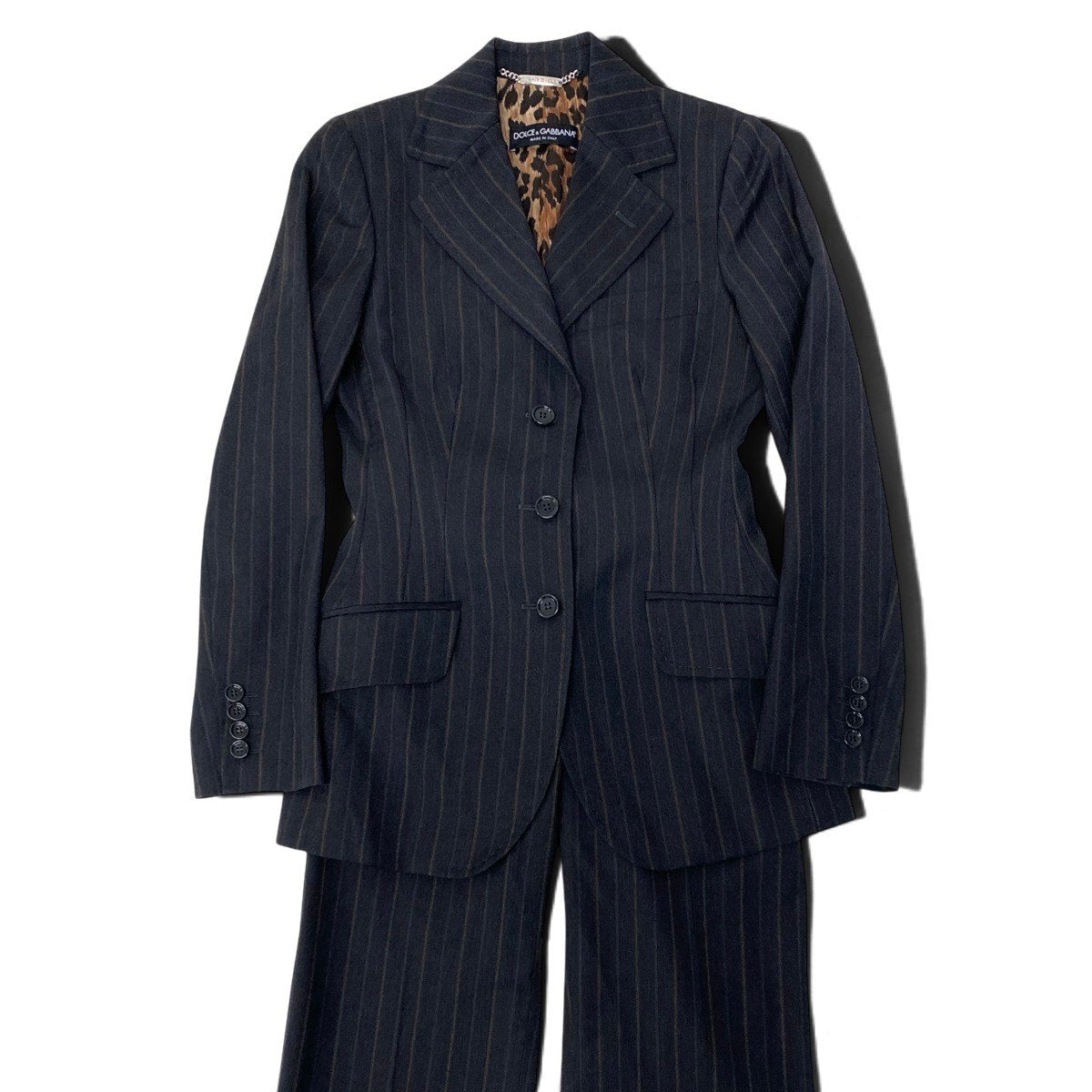 i27 【美品】DOLCE＆GABBANA スーツセットアップ テーラードジャケット スラックスパンツ イタリア製 38サイズ グレー ウール100％ レディース 女性用u02t