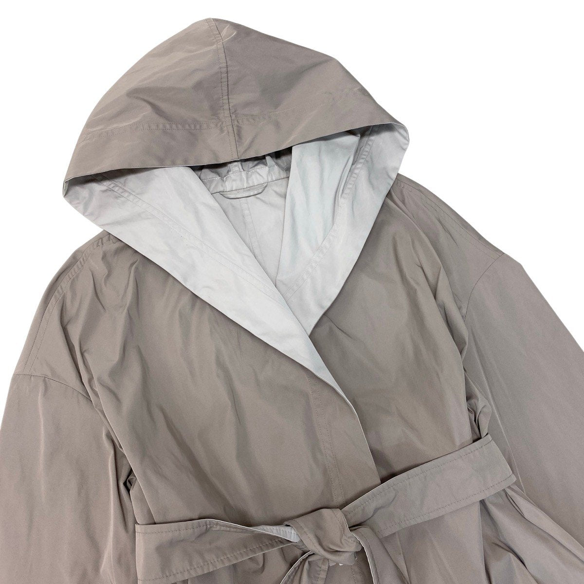 19g16 Max Mara STUDIO マックスマーラ ステュディオ フーデットコート ナイロンコート ベルト付 ベージュ レディース女性用u02t