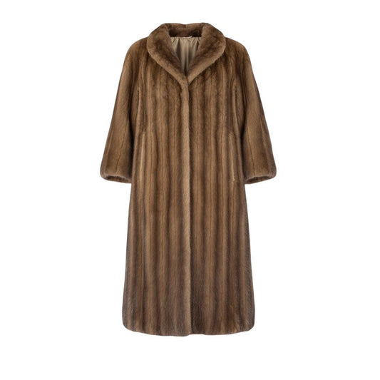 47j16 毛皮コート パステルミンク 着丈115cm 超ロングコート 本毛皮 裏地刺繍 Free ブラウン MINK FUR レディースu02t