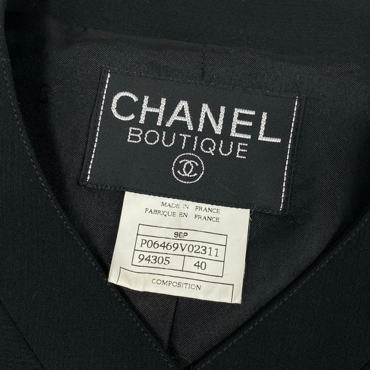 i22 CHANEL シャネル ヴィンテージ CCボタン ラウンドネックジャケット Vintage CC Button Round Neck Jacket P06469 Size40 ブラックt18r