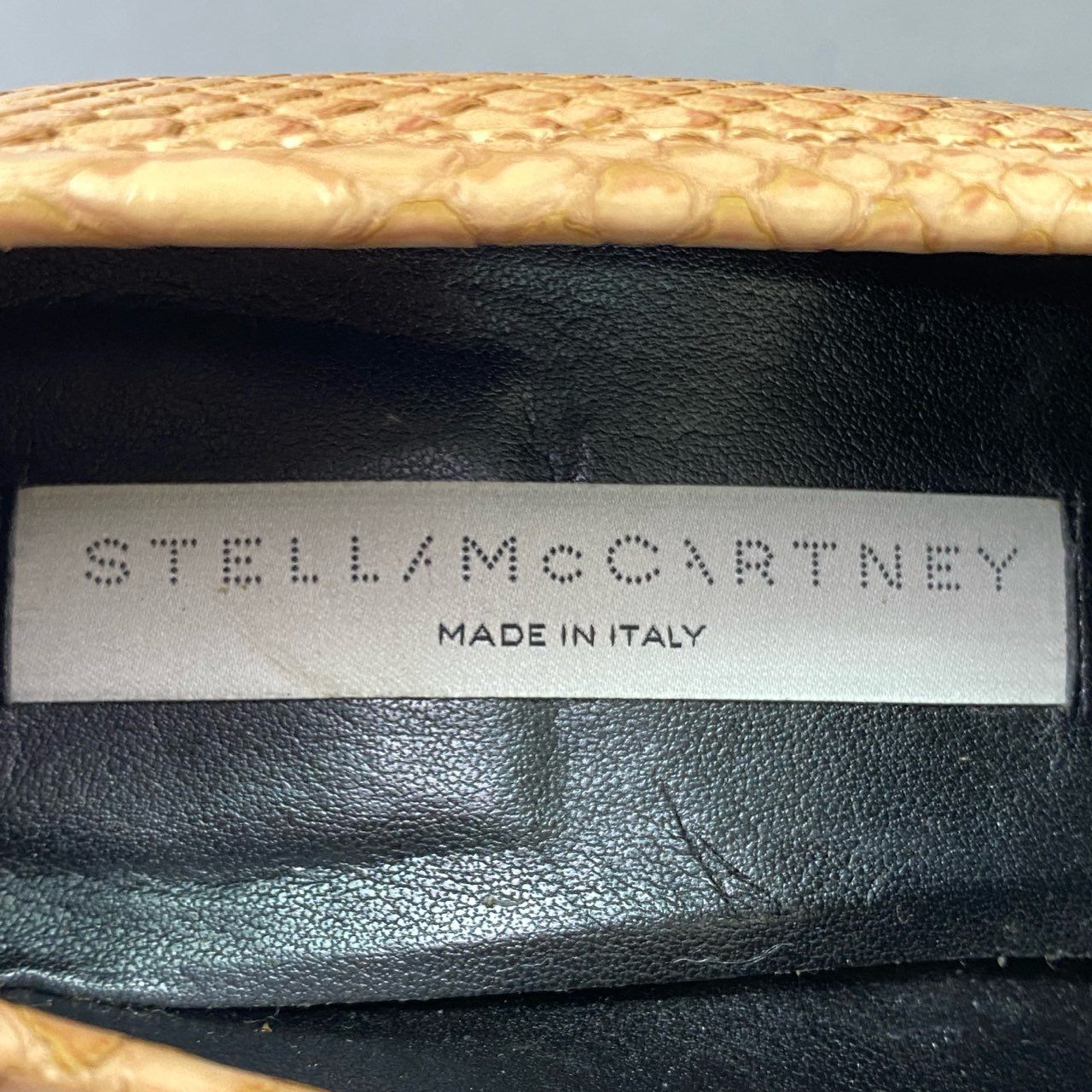 4k29 《美品》　STELLA McCARTNEY ステラ マッカートニー ヒールローファー イタリア製 チャンキーヒール 丸ヒール 型押しレザー 厚底 37 ベージュ 本革