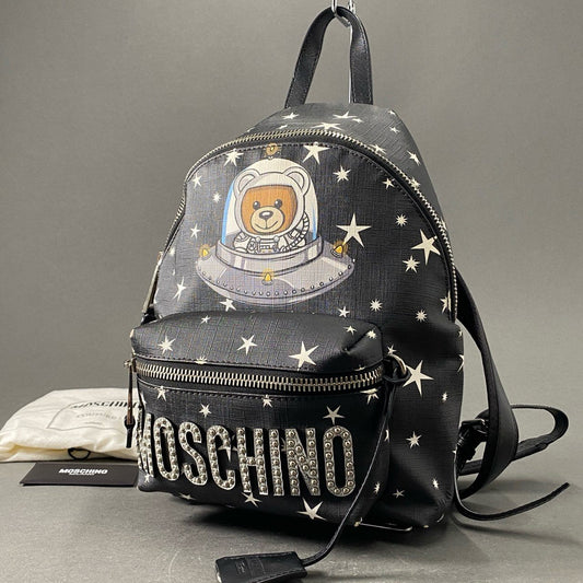 Af12 MOSCHINO COUTURE モスキーノ クチュール UFO Teddy Bear テディベア リュック ブラック バック 宇宙