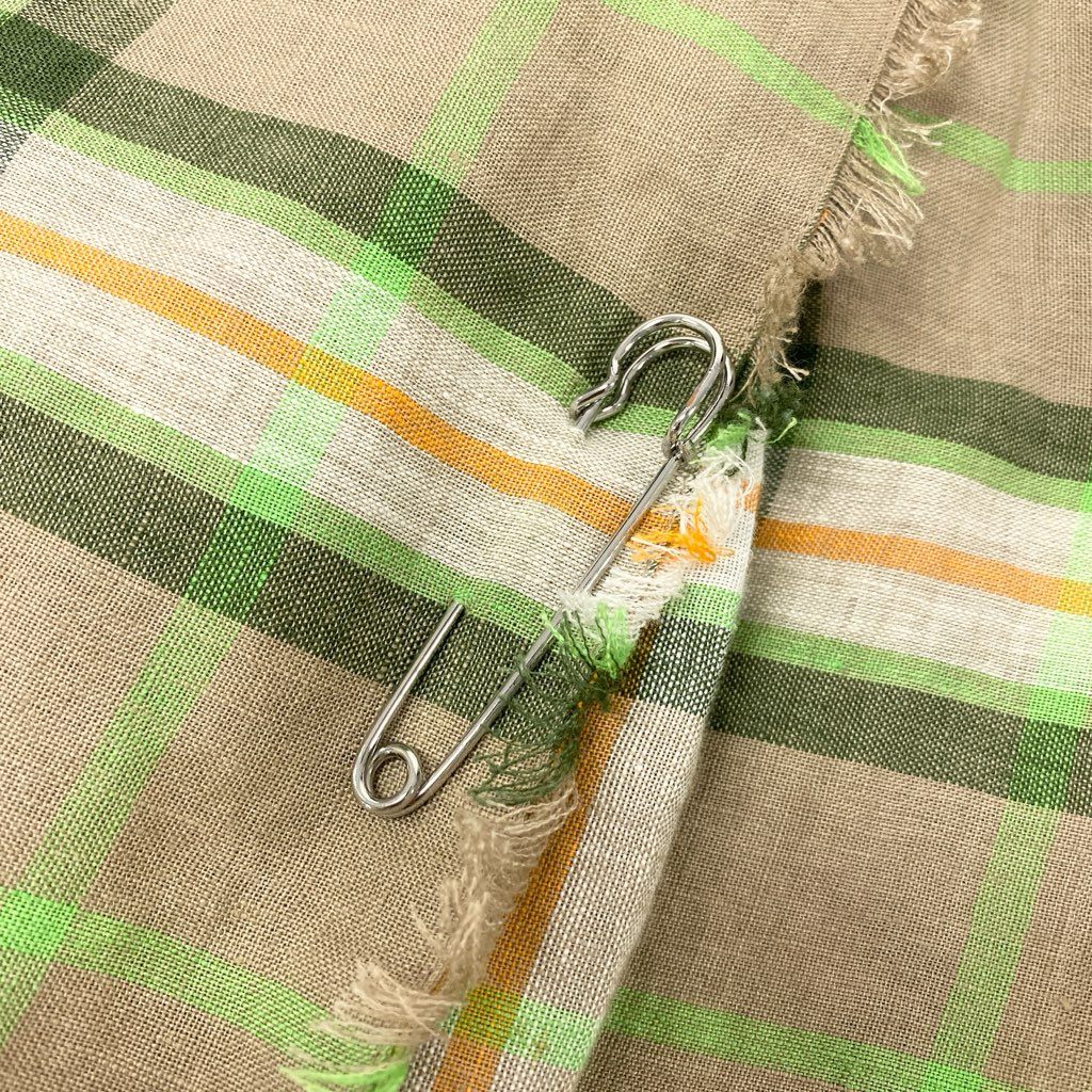 67a12 《美品》 O’NEIL OF DUBLIN オニールオブダブリン 定番 チェック柄 巻きスカート 膝下スカート クリップ付き 42 グリーン ベージュ リネン レディース 女性用u02t