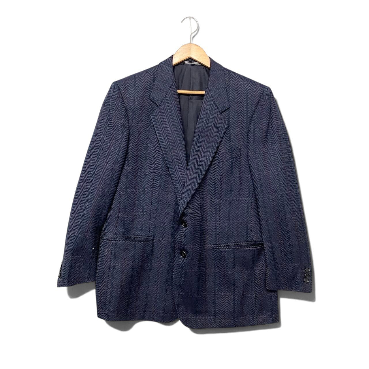 38h31 Ermenegildo Zegna エルメネジルドゼニア テーラードジャケット チェック柄 2B サイズ54 ネイビー ウール100％ メンズ 紳士服o07t