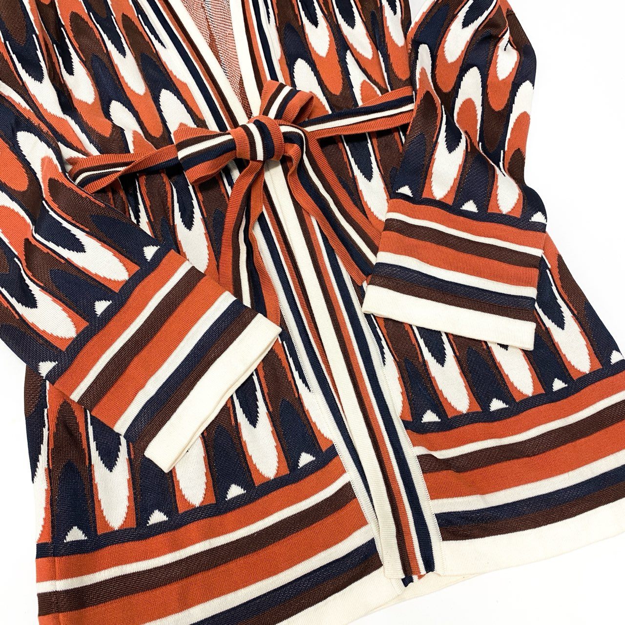 Ec5 Salvatore Ferragamo サルヴァトーレフェラガモ ロングスリーブカーディガン 総柄 幾何学模様 Sサイズ マルチカラー レディース 女性用o07t