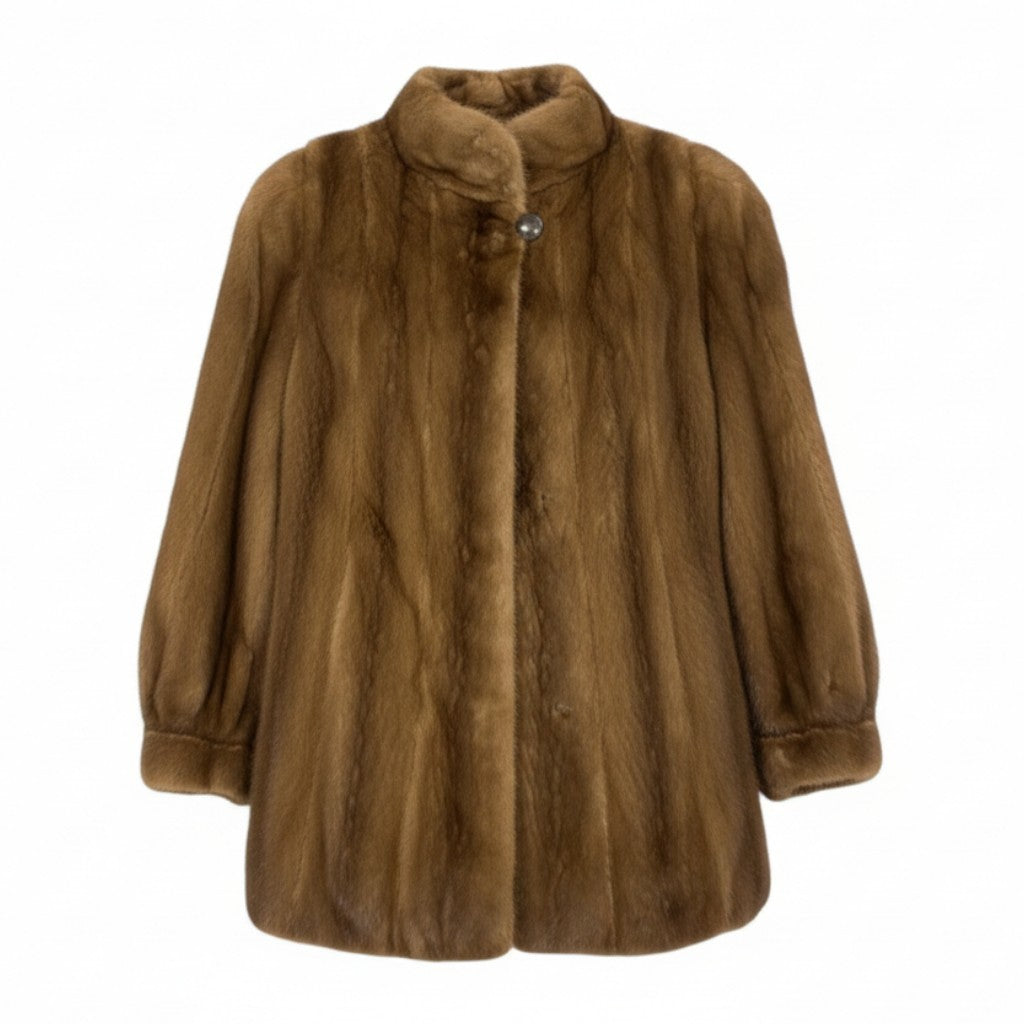 71L15 SAGA MINK サガミンク 銀サガ デミバフミンク ファーコート サイズＦ ブラウン 最高級本毛皮 MINK FUR ポケット有t18r