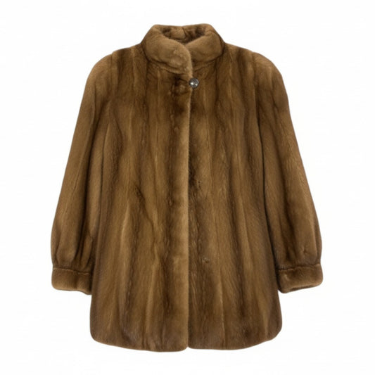 71L15 SAGA MINK サガミンク 銀サガ デミバフミンク ファーコート サイズＦ ブラウン 最高級本毛皮 MINK FUR ポケット有t18r