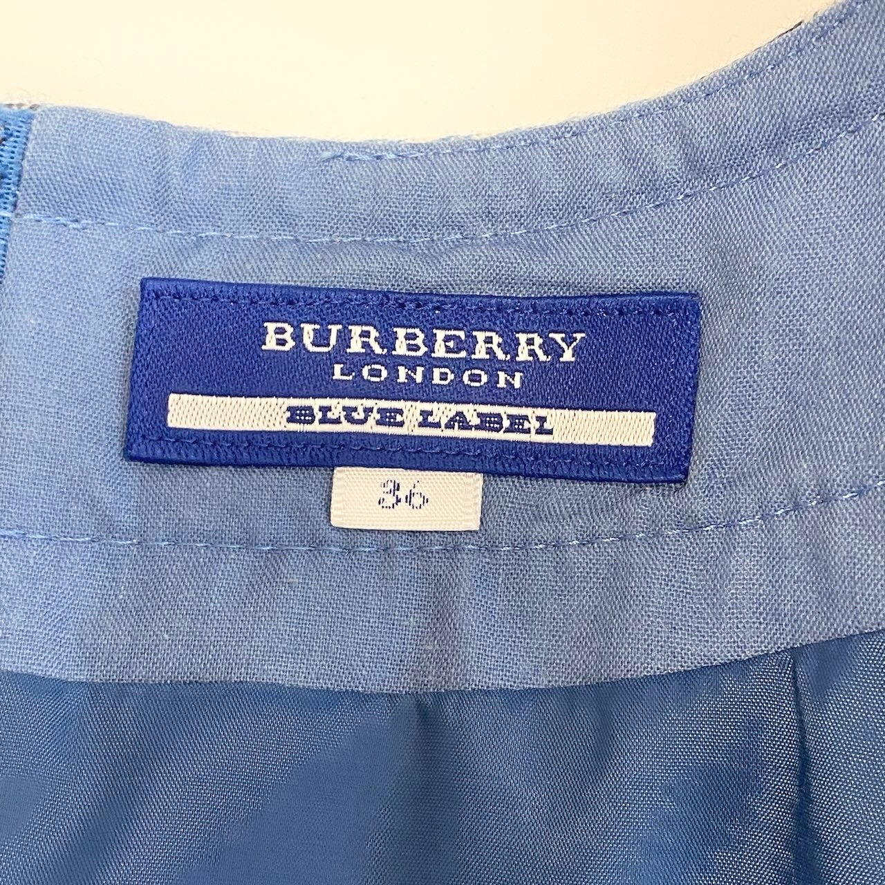 73c31 BURBERRY BLUE LABEL バーバリー ブルーレーベル チェック柄 ワンピース サイズ36 ブルー 日本製t18r