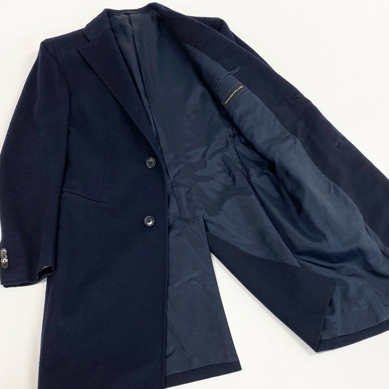 30a9 TOMORROWLAND トゥモローランド Loro Piana ロロピアーナ生地 チェスターコート サイズ46 ネイビー ビジネス フォーマル スーツt18r