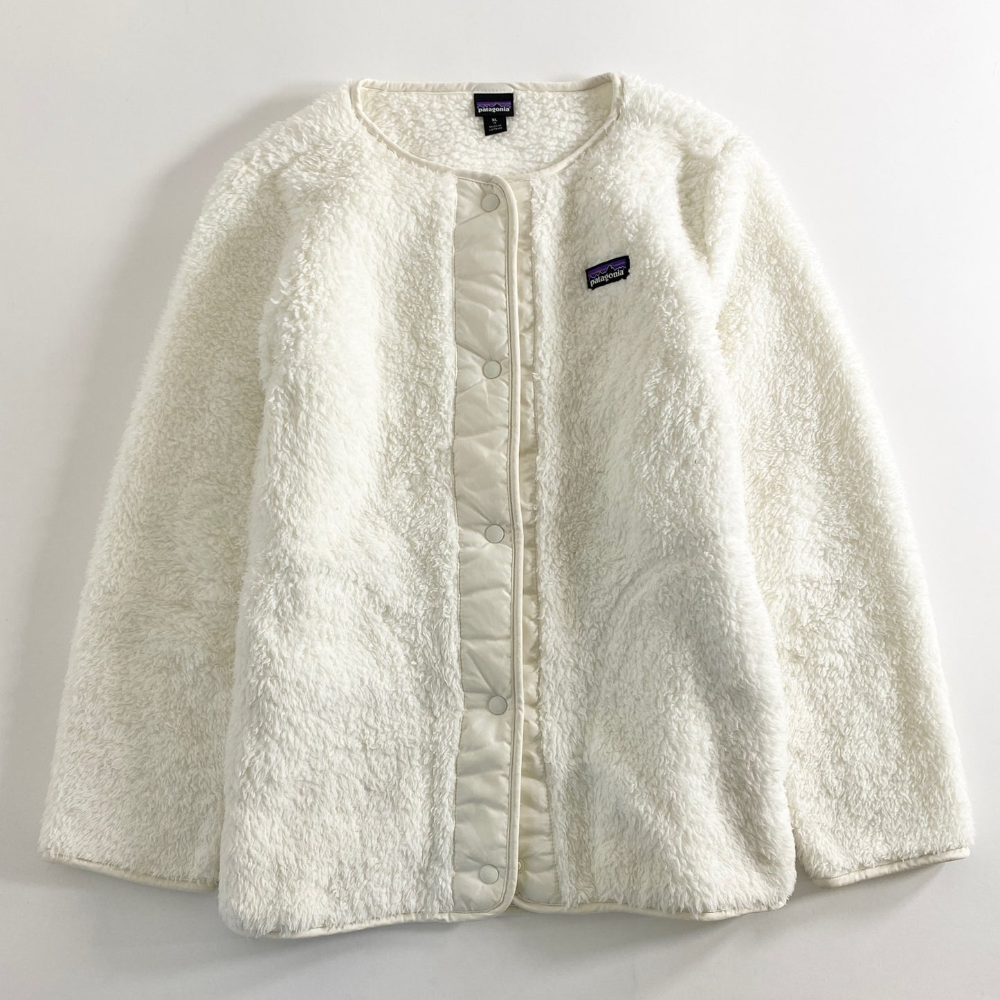 12a17 patagonia パタゴニア フリースジャケット XL ホワイト キッズ ノーカラー スナップボタン