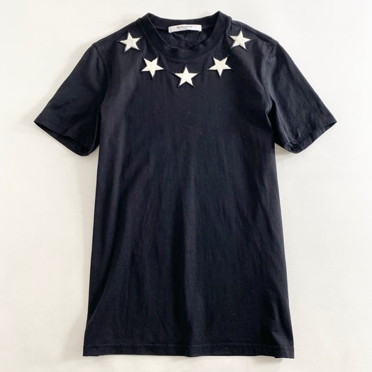 45L2《美品》GIVENCHY ジバンシー スターワッペン Tシャツ XS ブラック 星モチーフ カットソー Tee