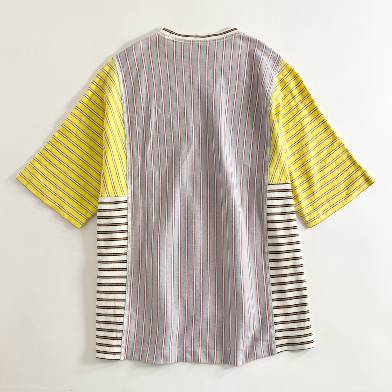 52A12 《美品》 JIL SANDER ジルサンダー マルチボーダー 再構築 カットソー S マルチカラー Tシャツ リメイク イタリア製