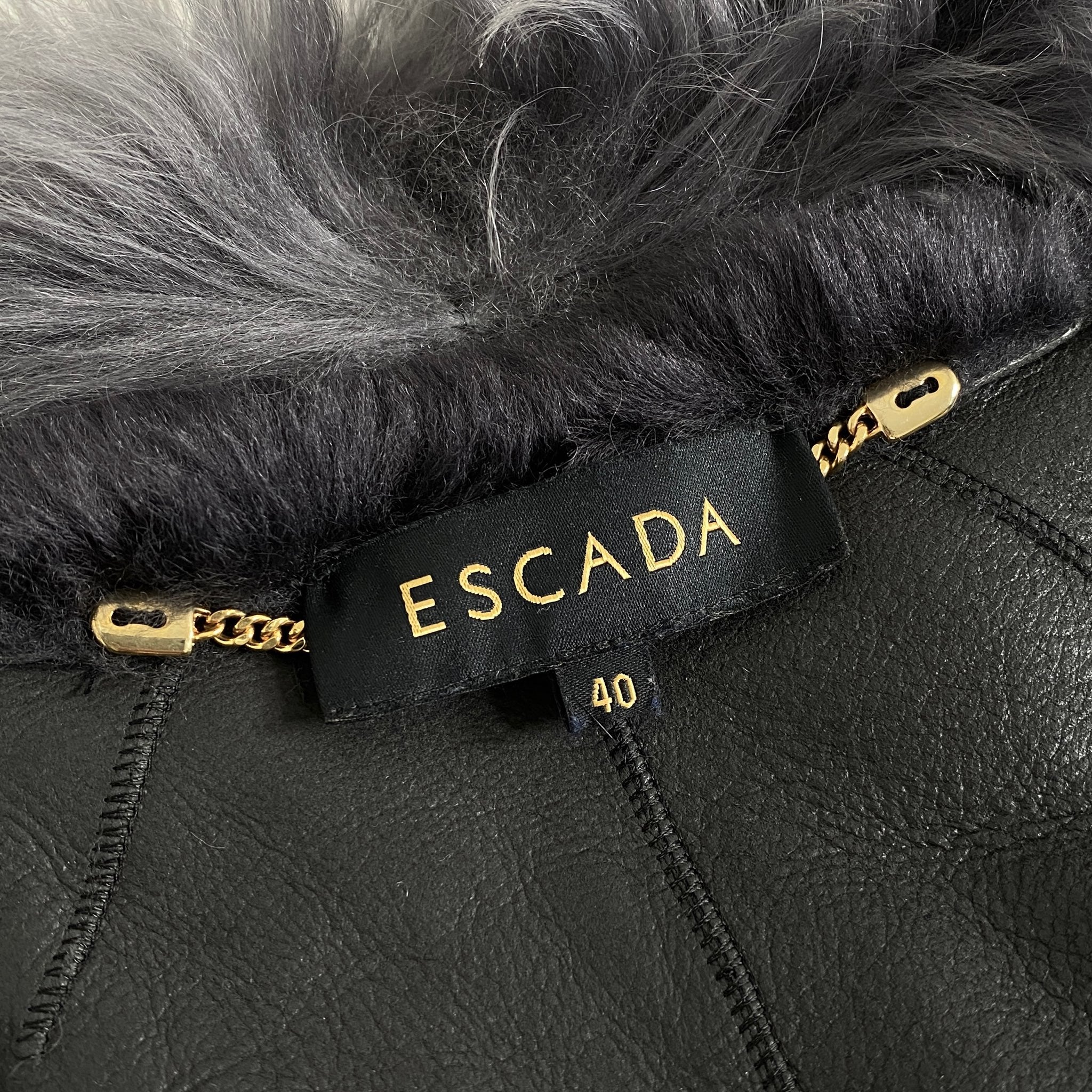 47L5《美品》ESCADA エスカーダ リアルムートン ムートンコート レザー