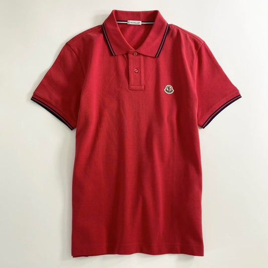 6e19-16 未使用 タグ付☆MONCLER モンクレール ロゴワッペンポロシャツ サイズS レッド  MAGLIA POLO MANICA C マリアポロマニカ メンズ