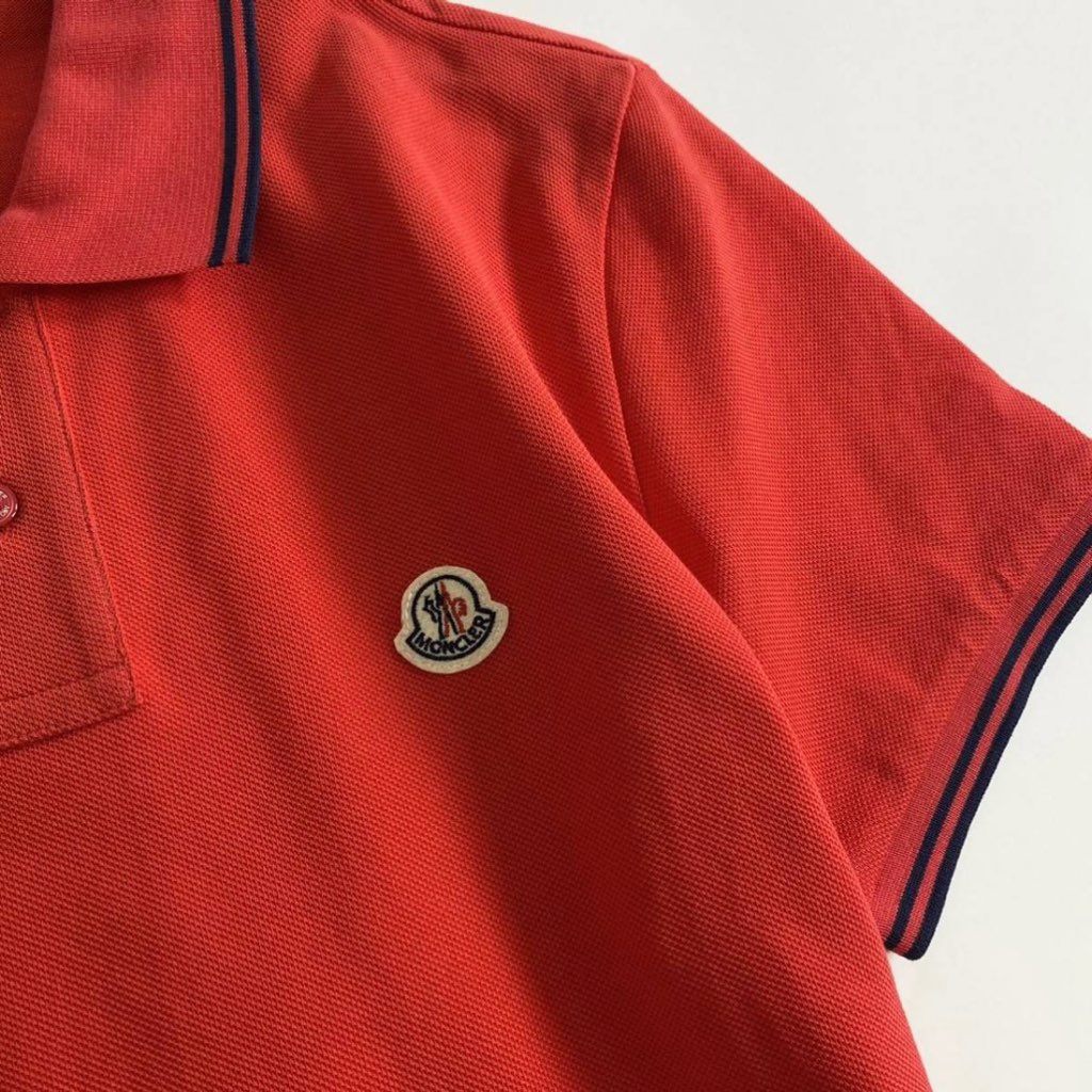 7e19-13 タグ付 MONCLER モンクレール ロゴワッペンポロシャツ サイズS レッド MAGLIA POLO MANICA C マリアポロマニカ メンズ 半袖 春夏