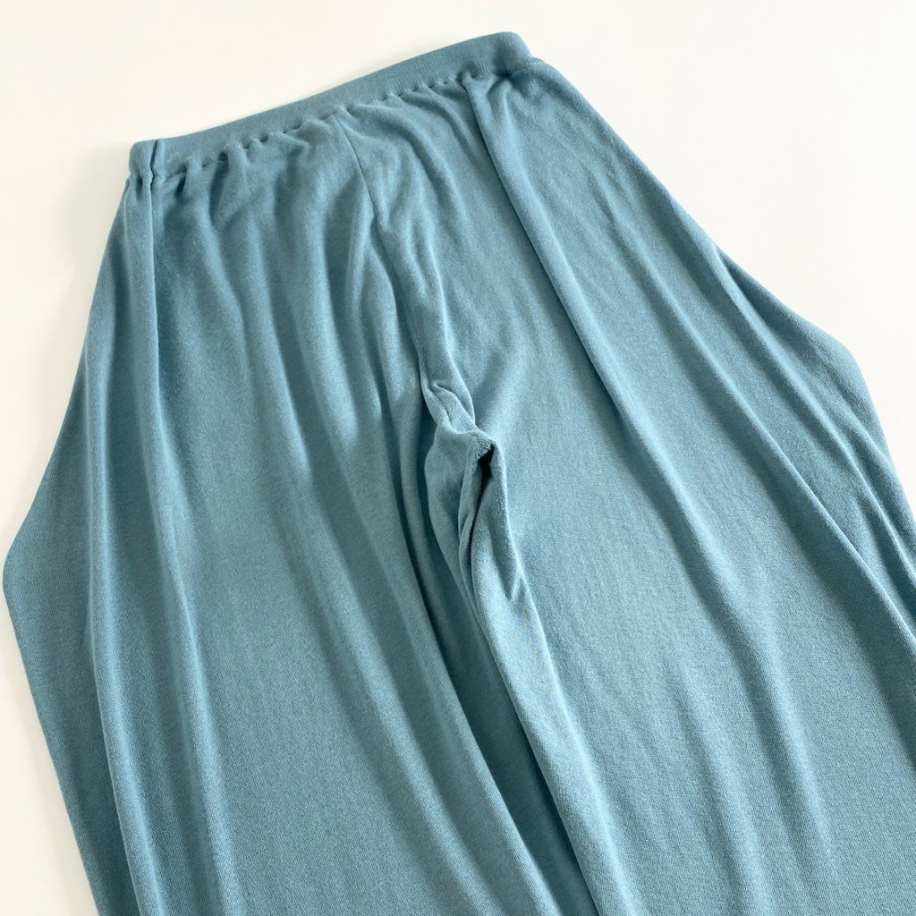 71c10 ISSEY MIYAKE イッセイミヤケ ニットワイドパンツ 2 ブルー シルク混 日本製 IM12KF754 Knit Wide Pants