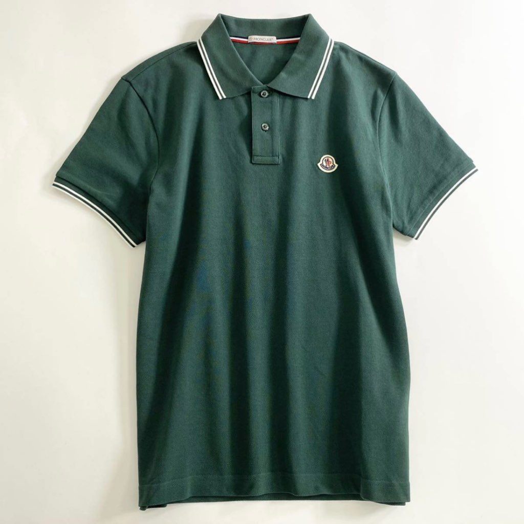 7e19-7 タグ付☆MONCLER モンクレール ロゴワッペンポロシャツ サイズS グリーン MAGLIA POLO MANICA C マリアポロマニカ メンズ 半袖