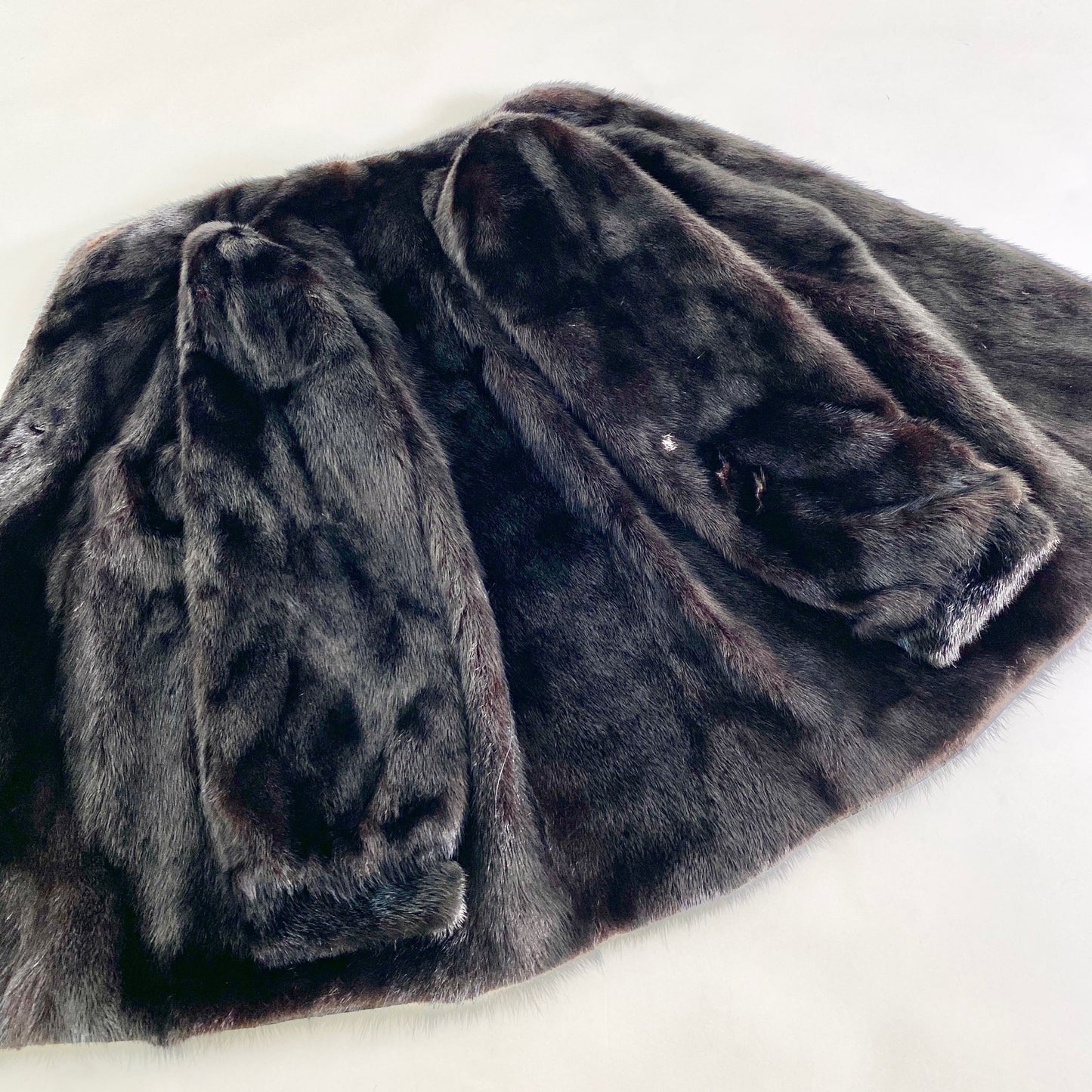 48L25《本毛皮》ミンクファー ミンクコート 毛皮コート ブラック M相当 MINK FUR レディース