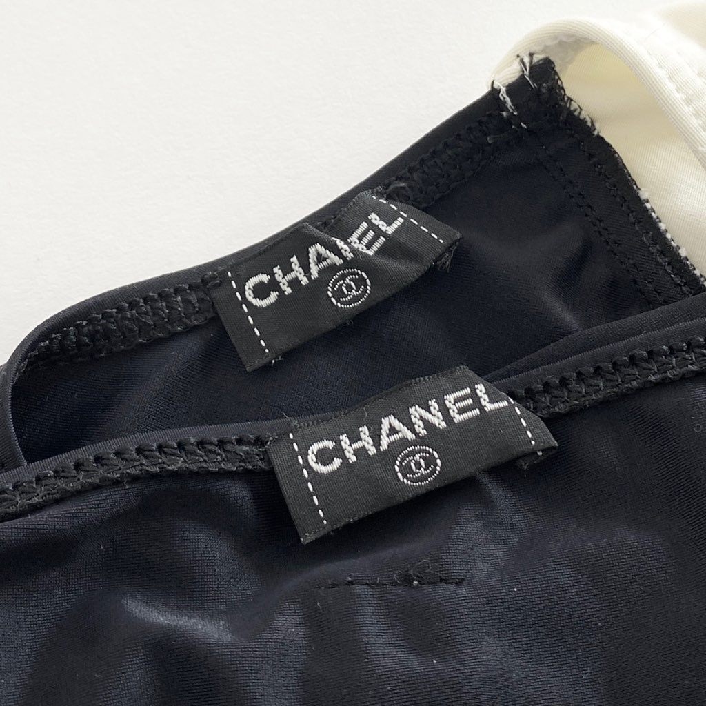 47b6 CHANEL シャネル 96C ココマーク スイムウェア 水着 ビキニ 38 ブラック ヴィンテージ レトロ フランス製