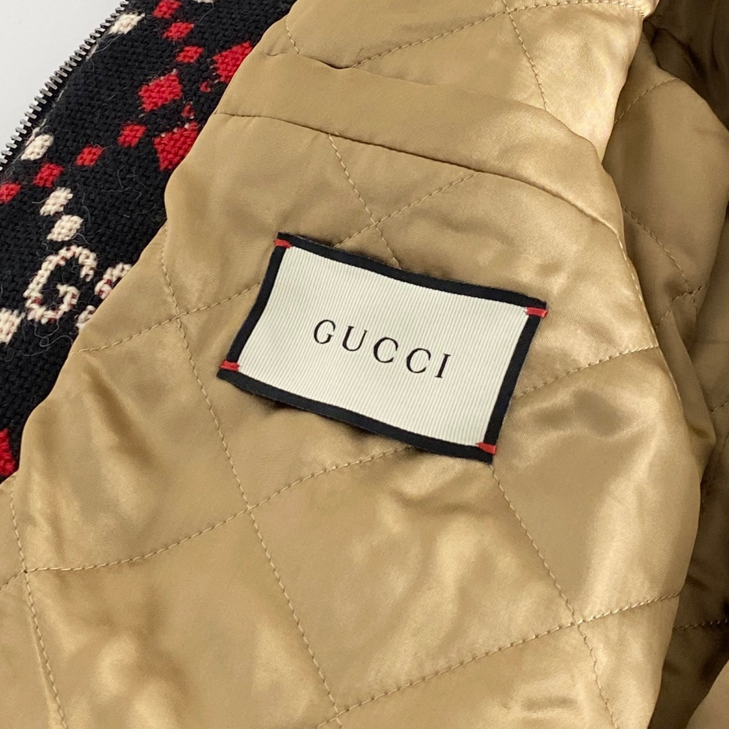 4L9《美品》GUCCI グッチ 19AW Macro GG diamond ウールジャケット 46 ブラック マクロGGダイヤモンド 546330 Z507M