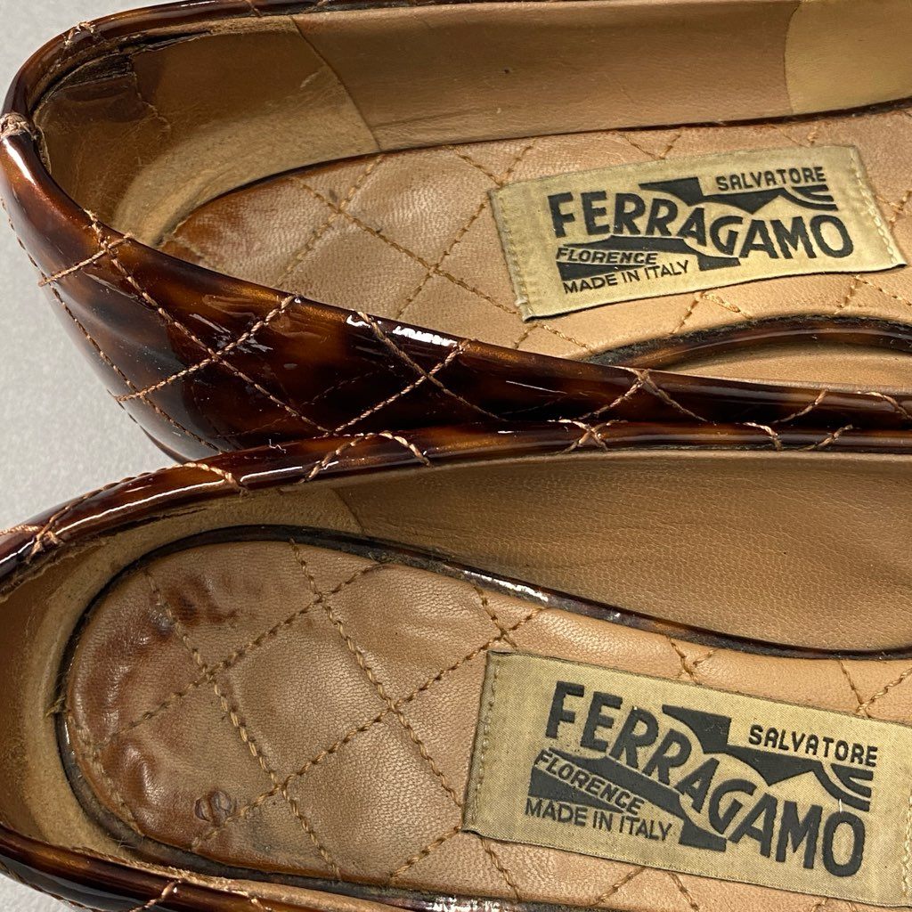 1b29 Salvatore Ferragamo サルヴァトーレ フェラガモ VARA ヴァラリボン レオパード パンプス ブラウン シューズ イタリア製 ヒョウ柄