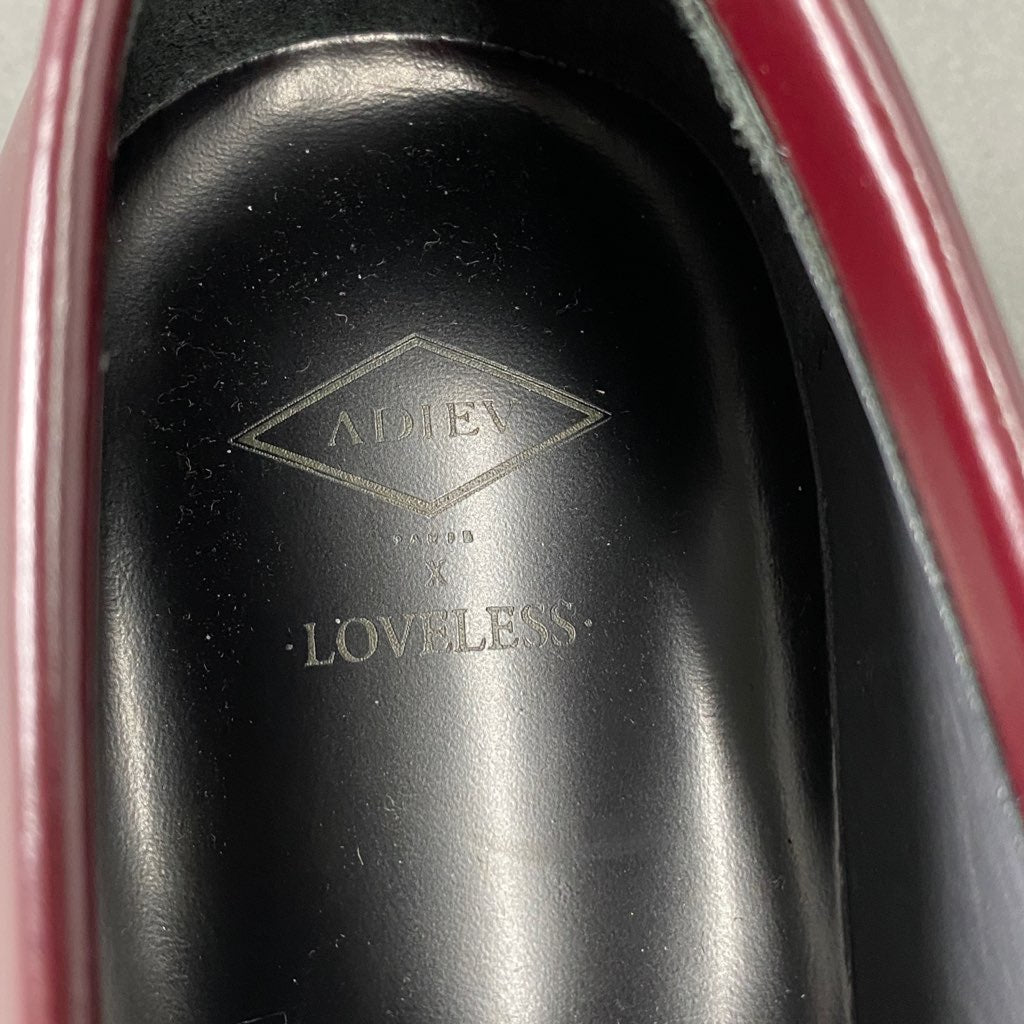 1a30 《美品》 ADIEV アデュー × LOVELESS ラブレス ファー付き 厚底ローファー 36 ボルドー ブラック レザー シューズ