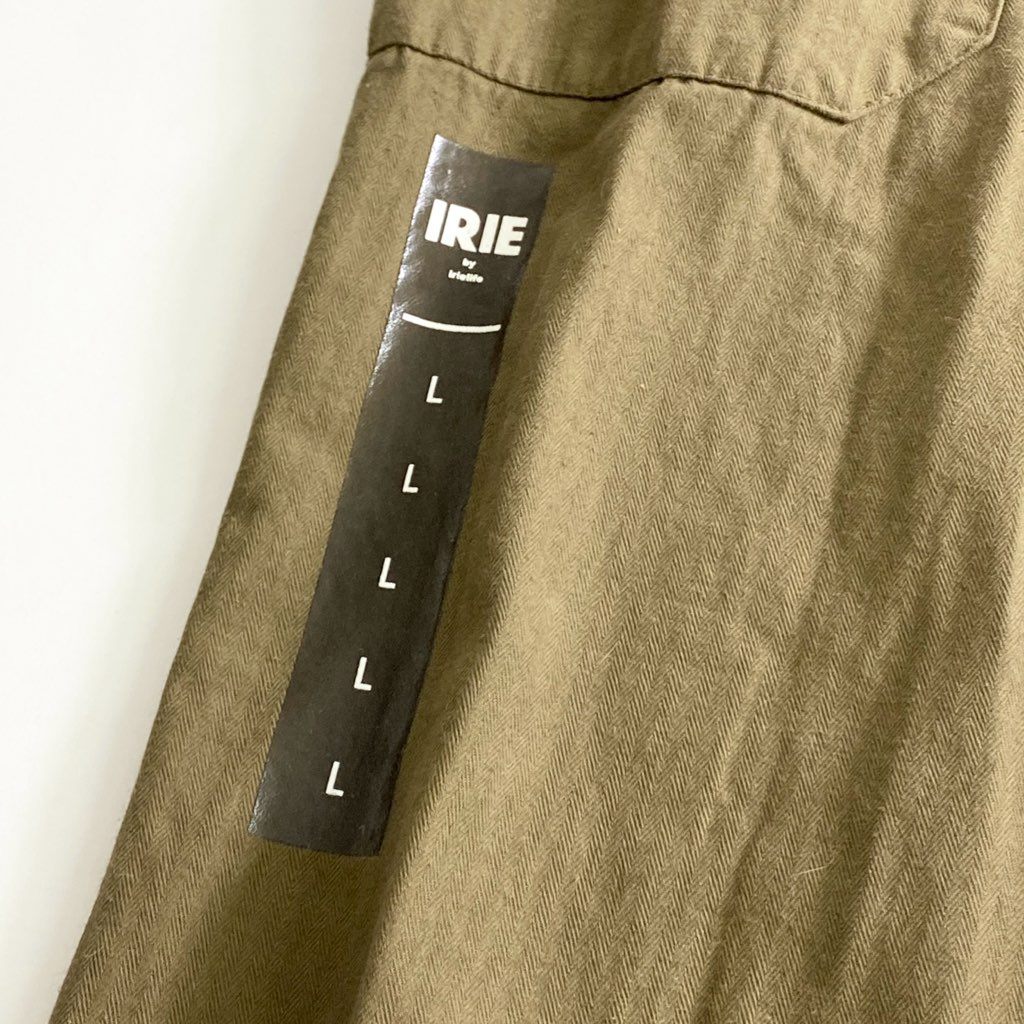 51b25 《未使用》 タグ付 IRIE by irielife アイリーライフ オーバーオール L カーキ サロペット つなぎ ヘリンボーン