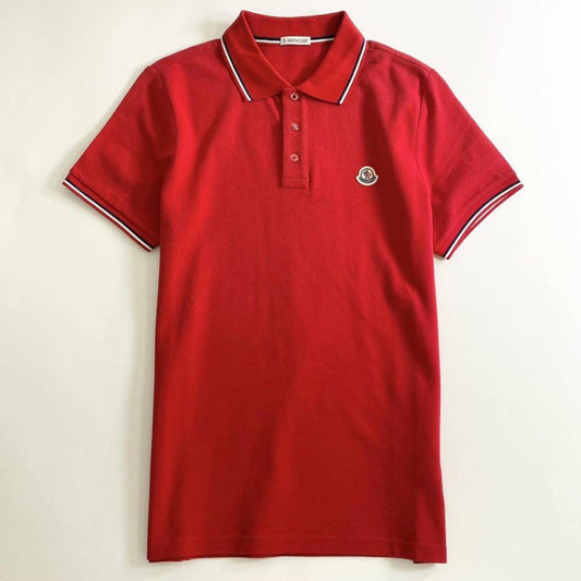 7e19-17 タグ付 MONCLER モンクレール ロゴワッペンポロシャツ サイズS レッド MAGLIA POLO MANICA C マリアポロマニカ メンズ 半袖 春夏