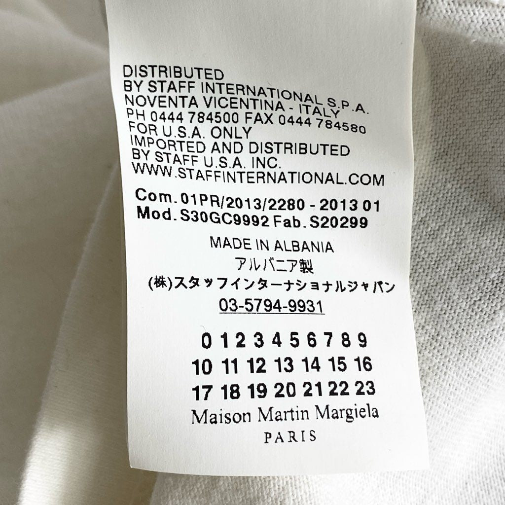 51b25 Maison Margiela メゾンマルジェラ 英字プリント Tシャツ XS ホワイト シルバー カットソー TEE アルバニア製