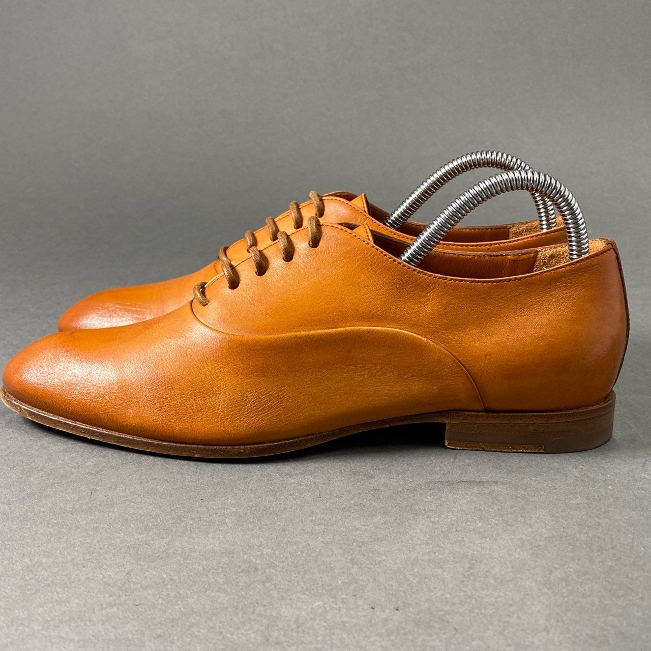 1c3 Santoni サントーニ レザー レースアップ ドレスシューズ 36 1/2 キャメル イタリア製 革靴 ビジネス