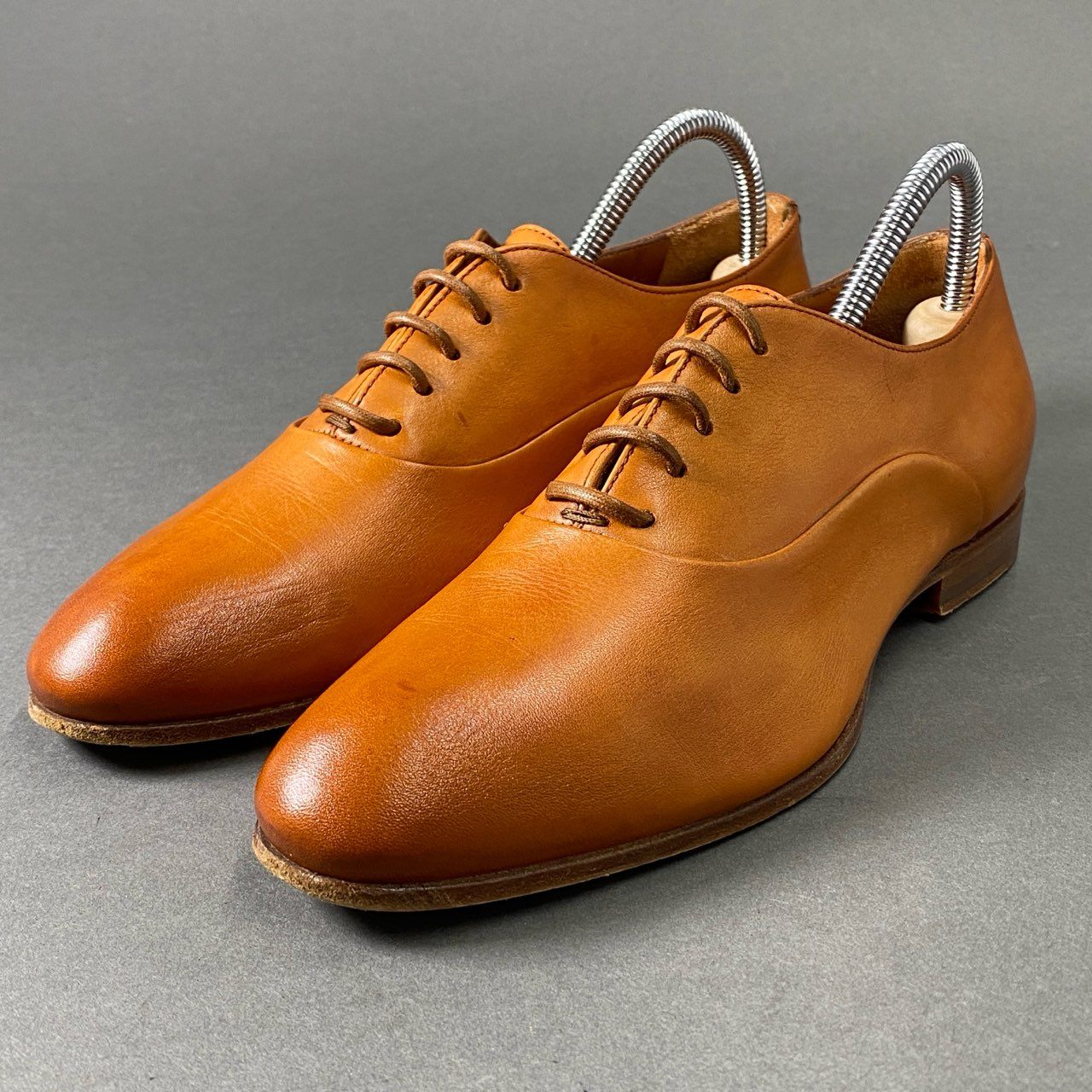 1c3 Santoni サントーニ レザー レースアップ ドレスシューズ 36 1/2 キャメル イタリア製 革靴 ビジネス