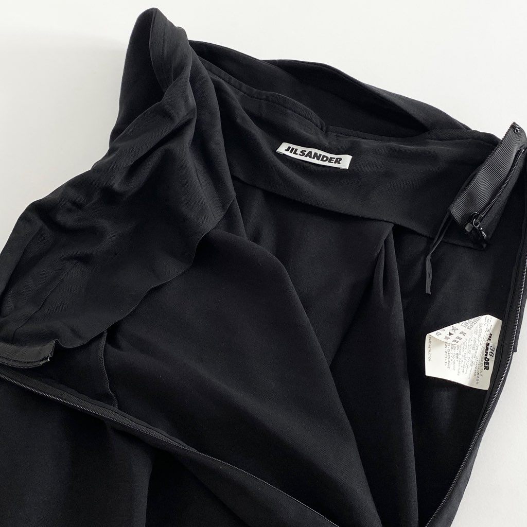 12b7-7 JIL SANDER ジルサンダー チューブトップワンピース ドレス マキシ丈 サイドジップ 36 ブラック ビスコース MADE IN ITALY