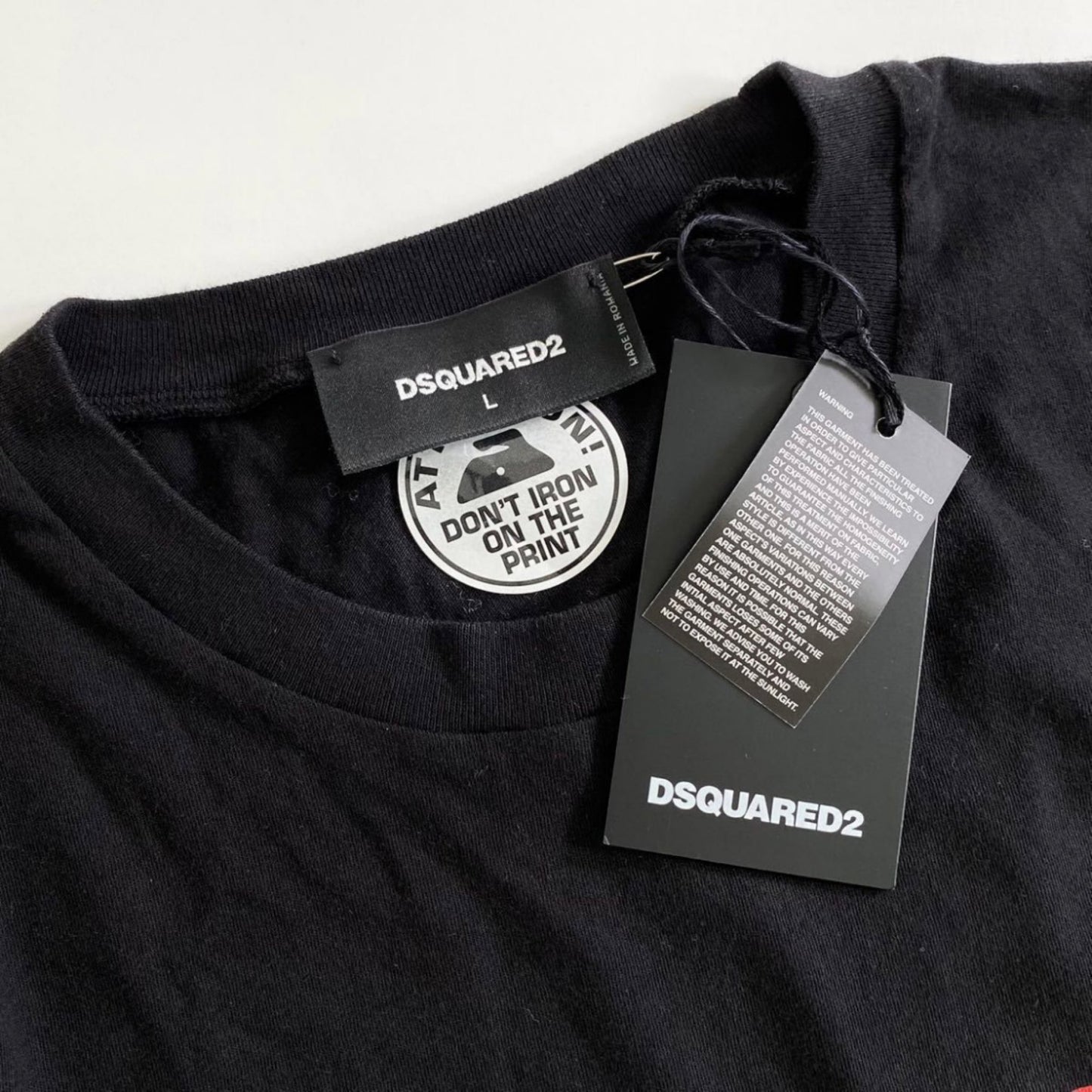 20e31-4 《極美品》 タグ付☆DSQUARED2 ディースクエアード ロゴプリント Tシャツ サイズL ブラック メンズ logo print tee 半袖 春夏