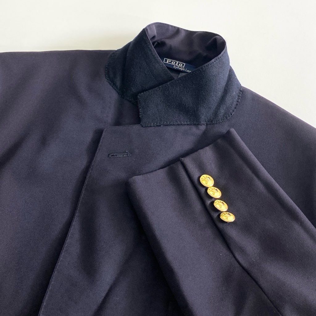 53b25 Polo Ralph Lauren ポロラルフローレン テーラードジャケット ブレザー 180 ネイビー 紺ブレ 金ボタン 日本製 スーツ